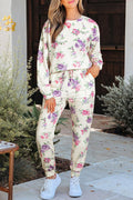 Floral Pullover and Drawstring Lounge Set