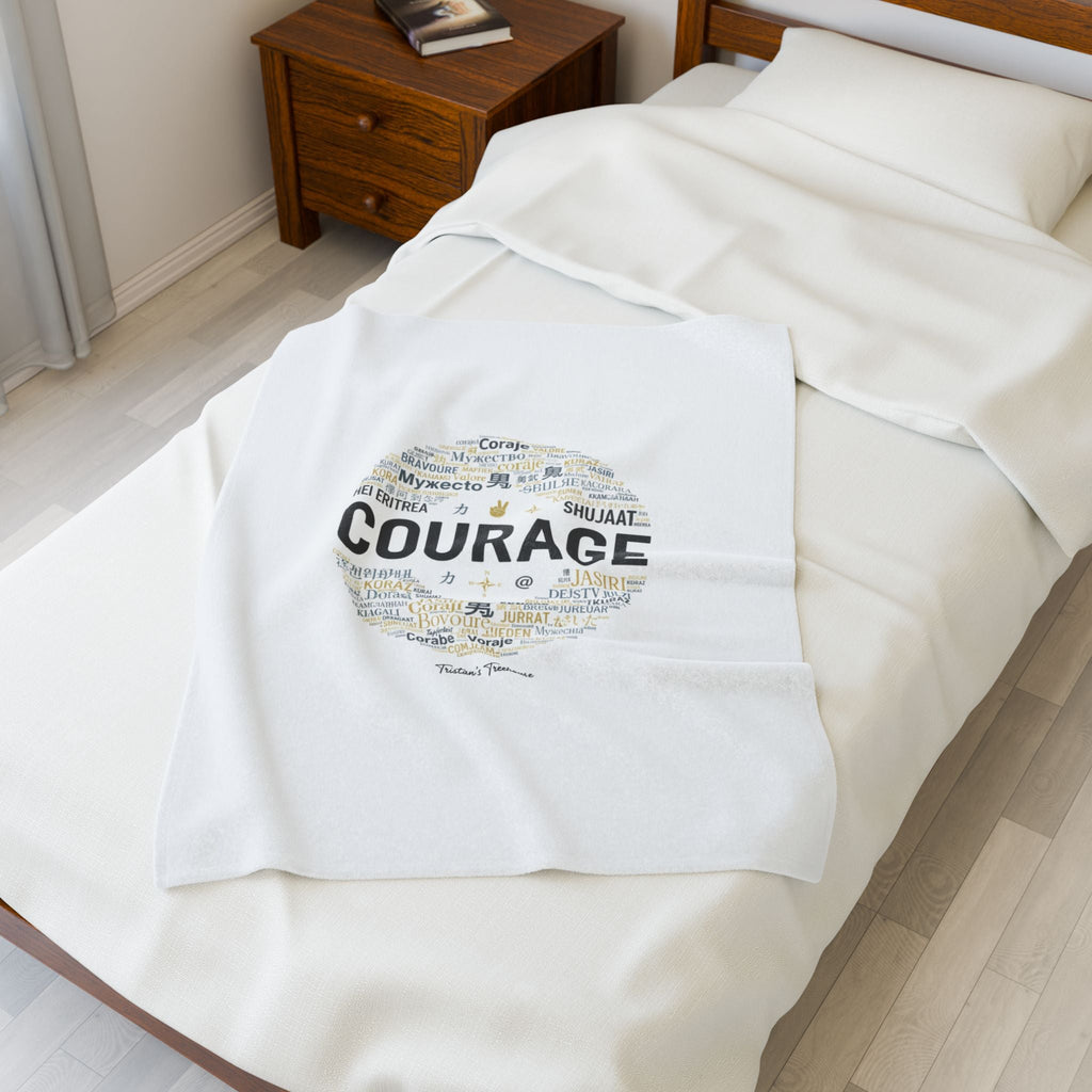 Courage word circle Velveteen Blanket | Fresh-Start minimal blank slate design