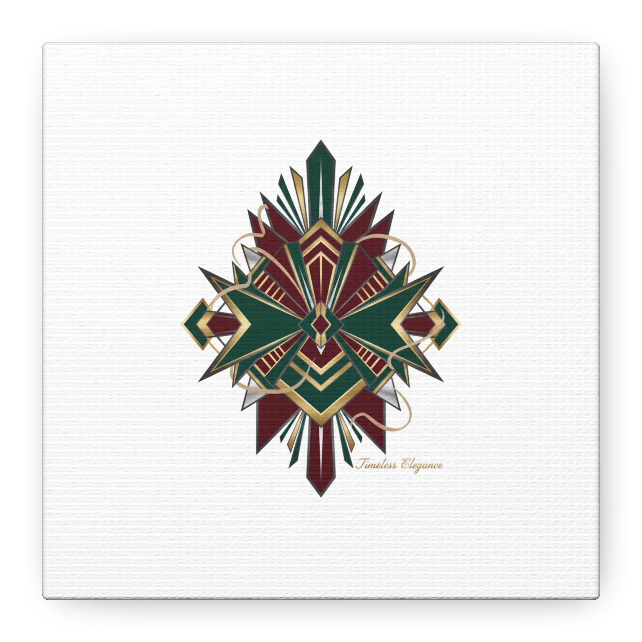 Art Deco geometric brass print Canvas | Neo-Deco chrome & gold fan motif