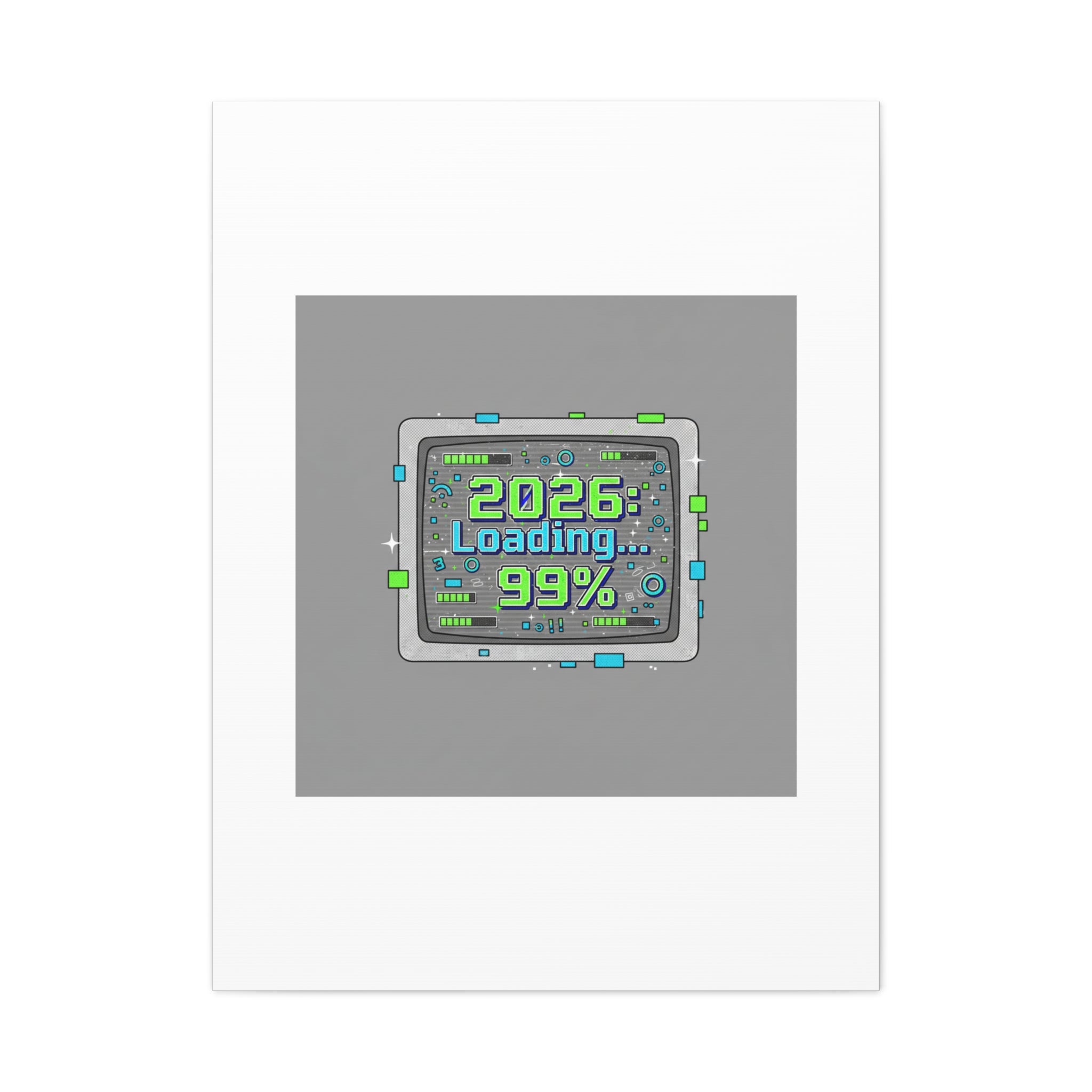 2026 Loading 99% Canvas | NYE countdown, retro system interface