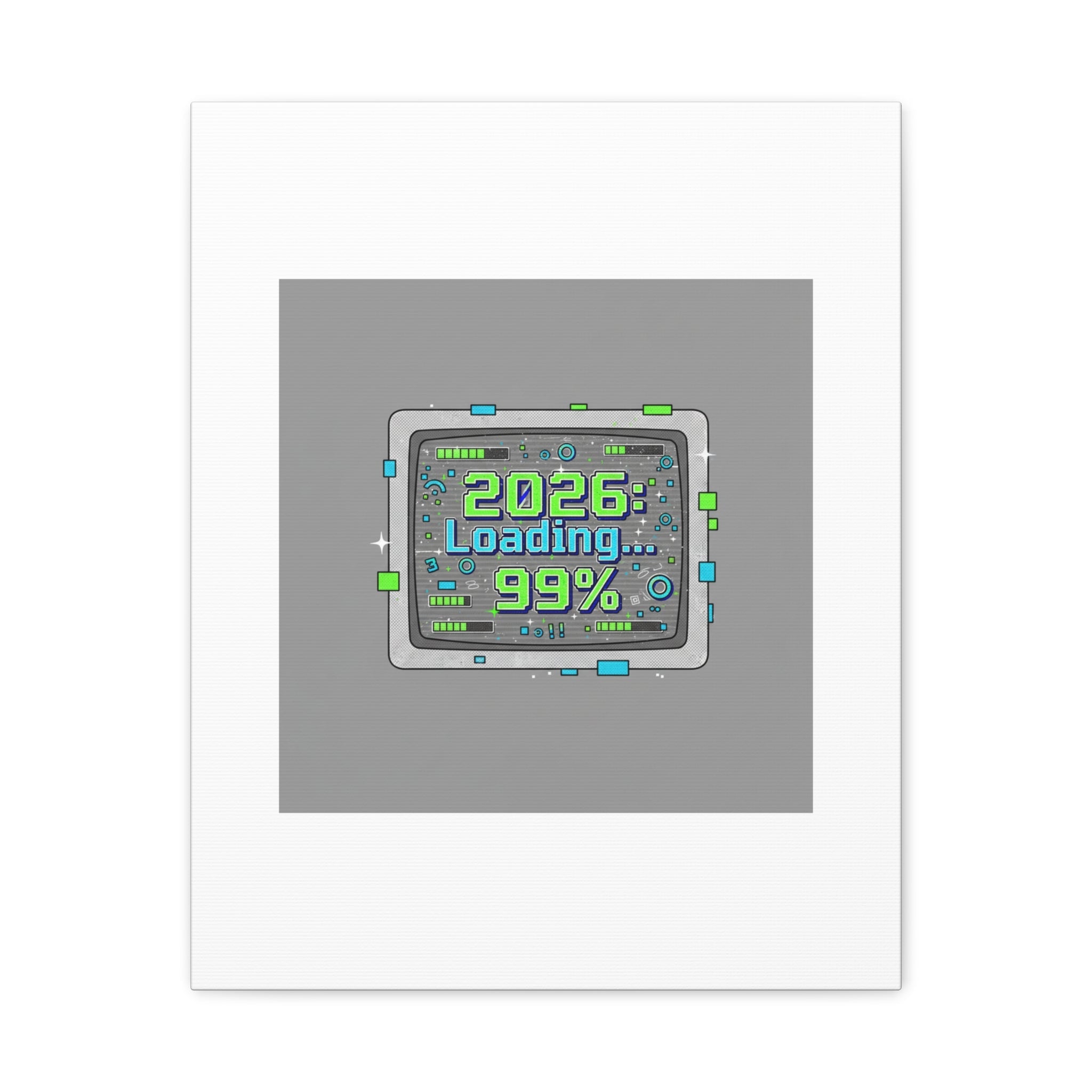 2026 Loading 99% Canvas | NYE countdown, retro system interface