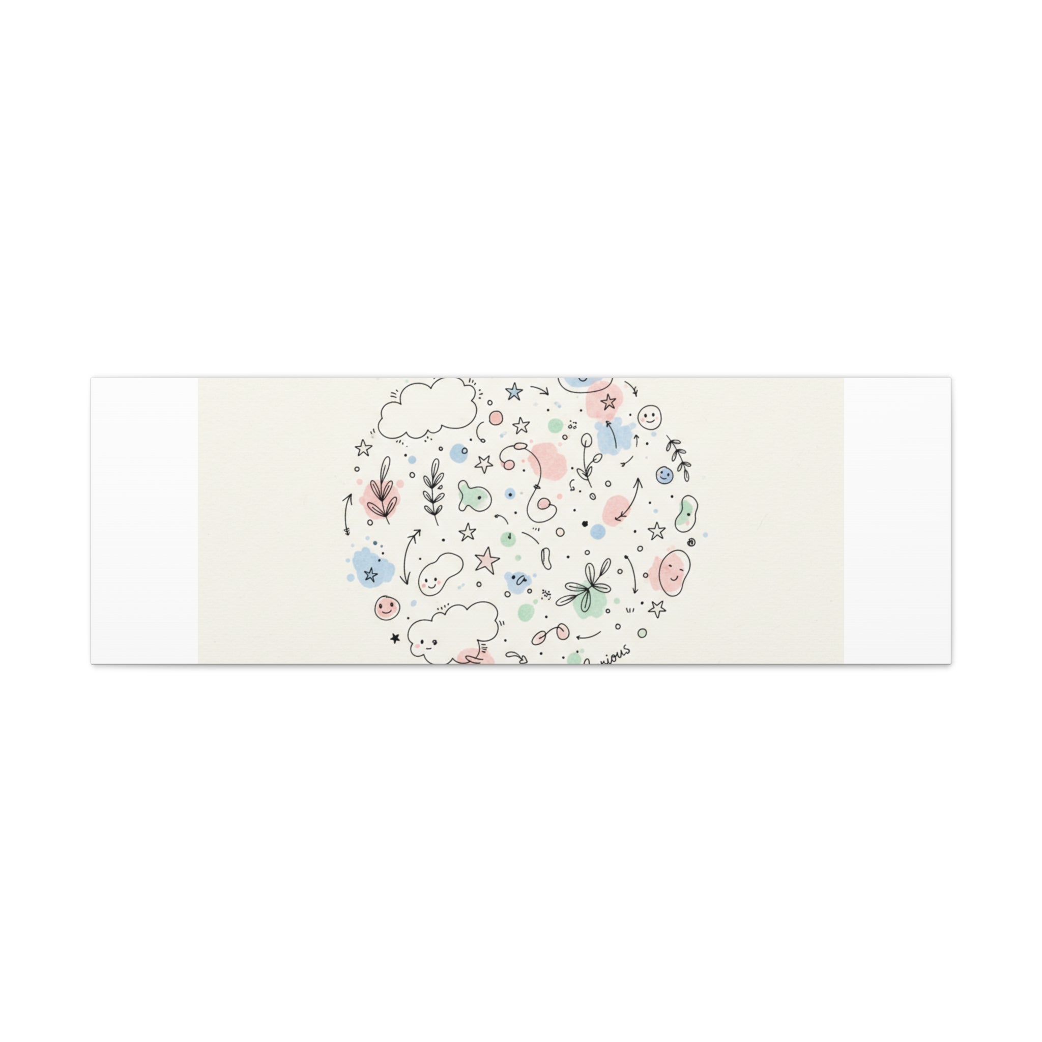 Doodle Circle Line Drawing Matte Canvas, Hand-Drawn Sketch Art