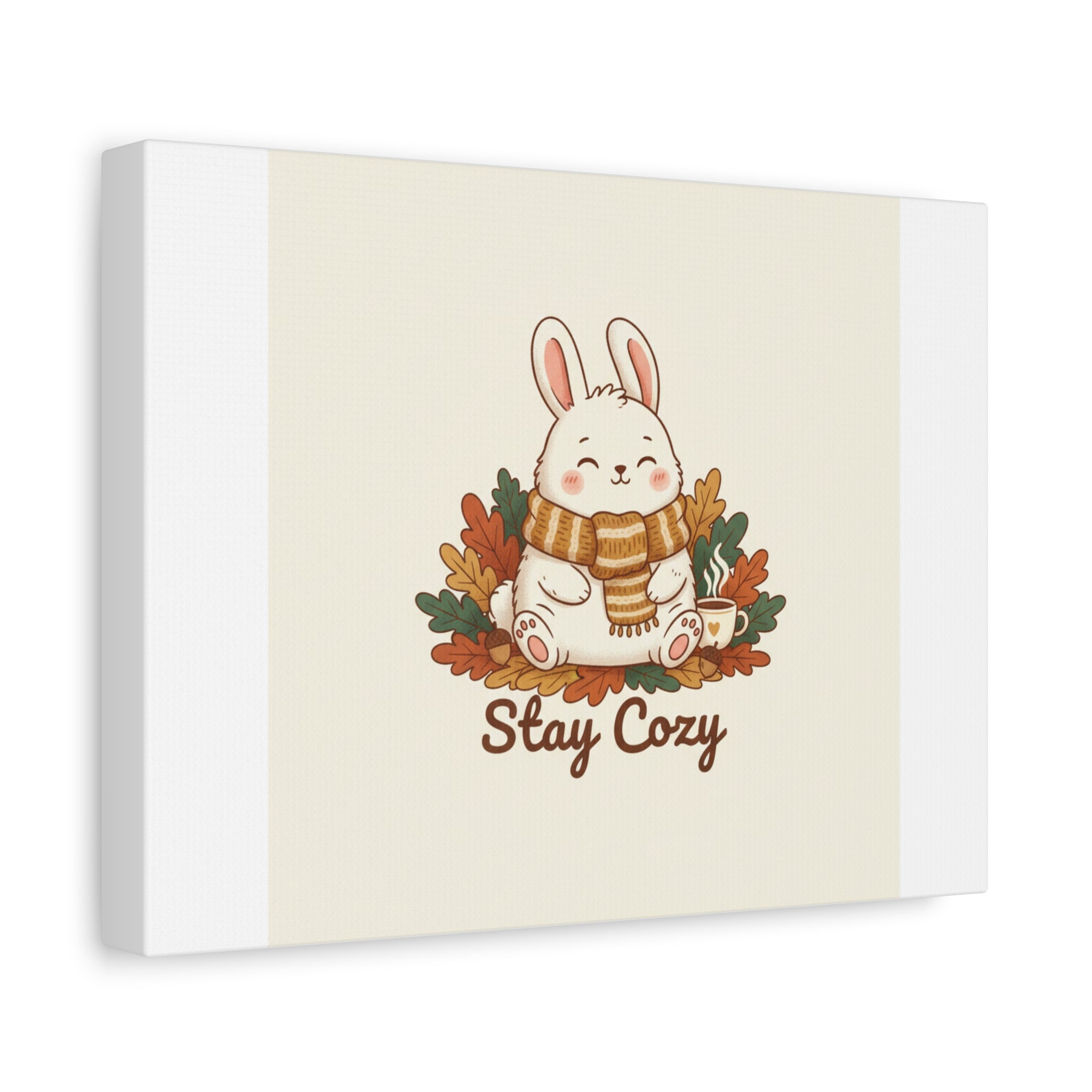 Cozy Bunny Illustration Canvas | Cute Critter Winter Forest Art