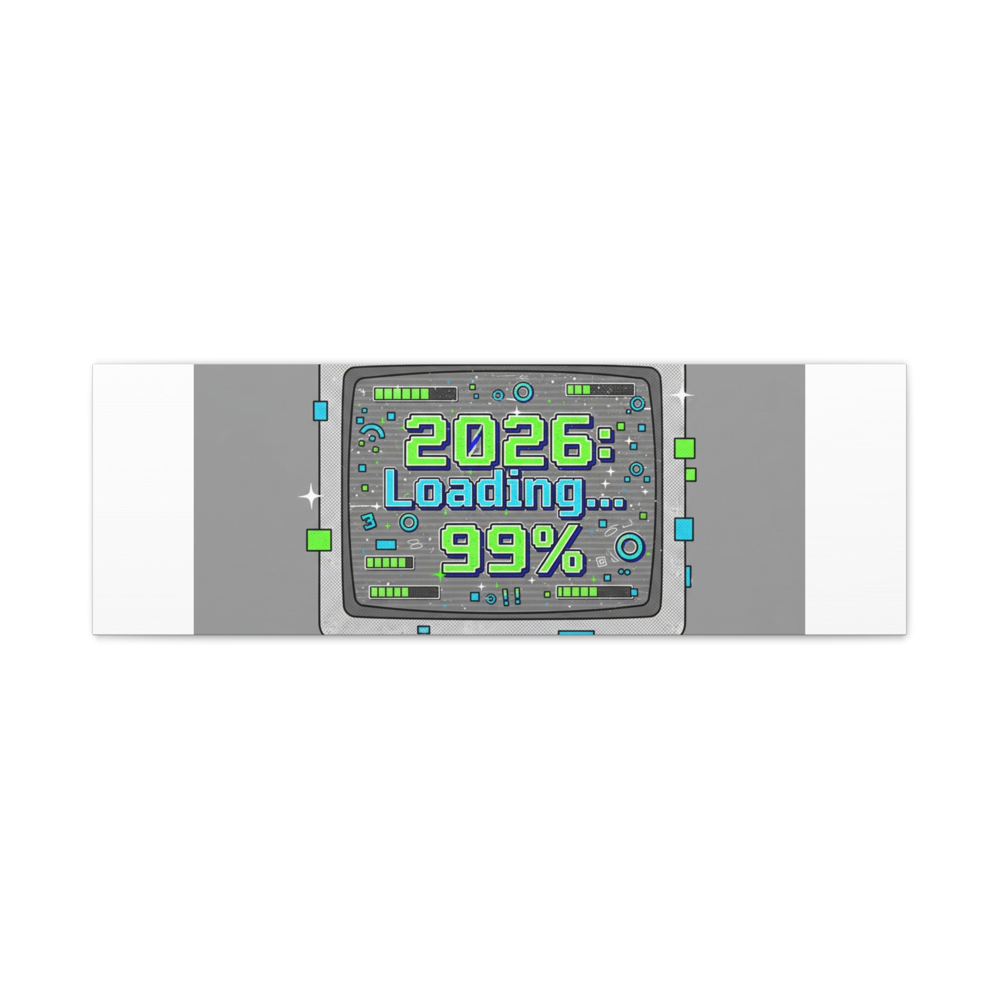 2026 Loading 99% Canvas | NYE countdown, retro system interface