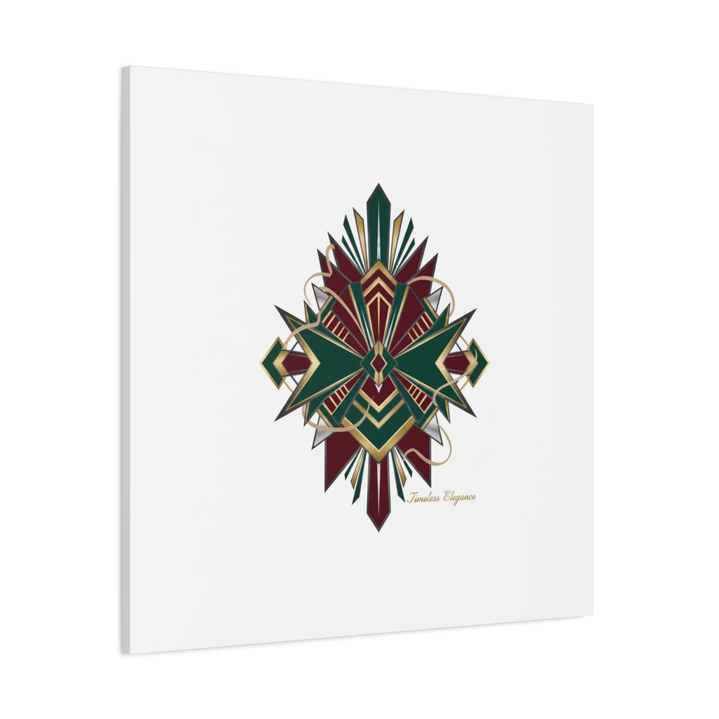 Art Deco geometric brass print Canvas | Neo-Deco chrome & gold fan motif
