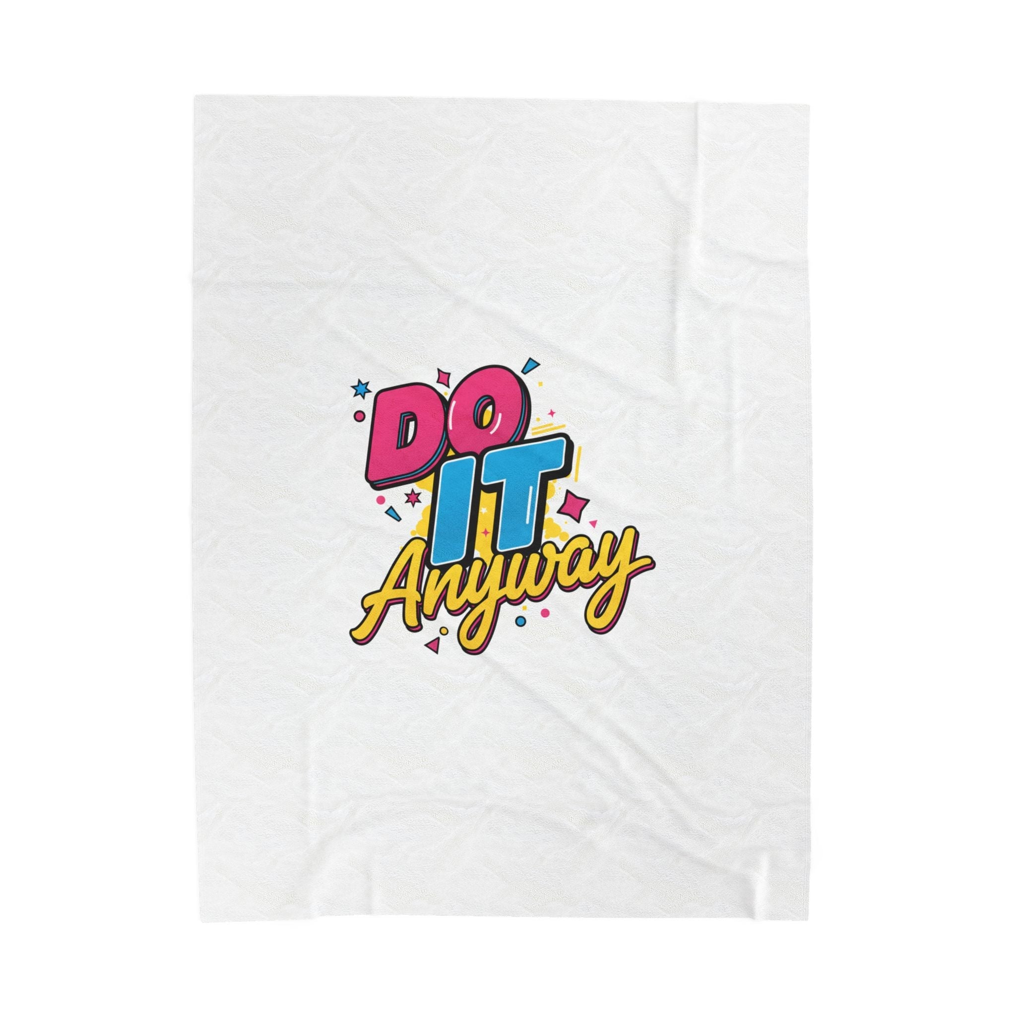 Do It Anyway Typography Velveteen Plush Blanket | Maximalist Stacked Type