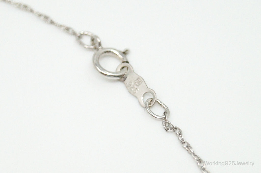 Designer SUN Lab Sapphire Cubic Zirconia Sterling Silver Necklace