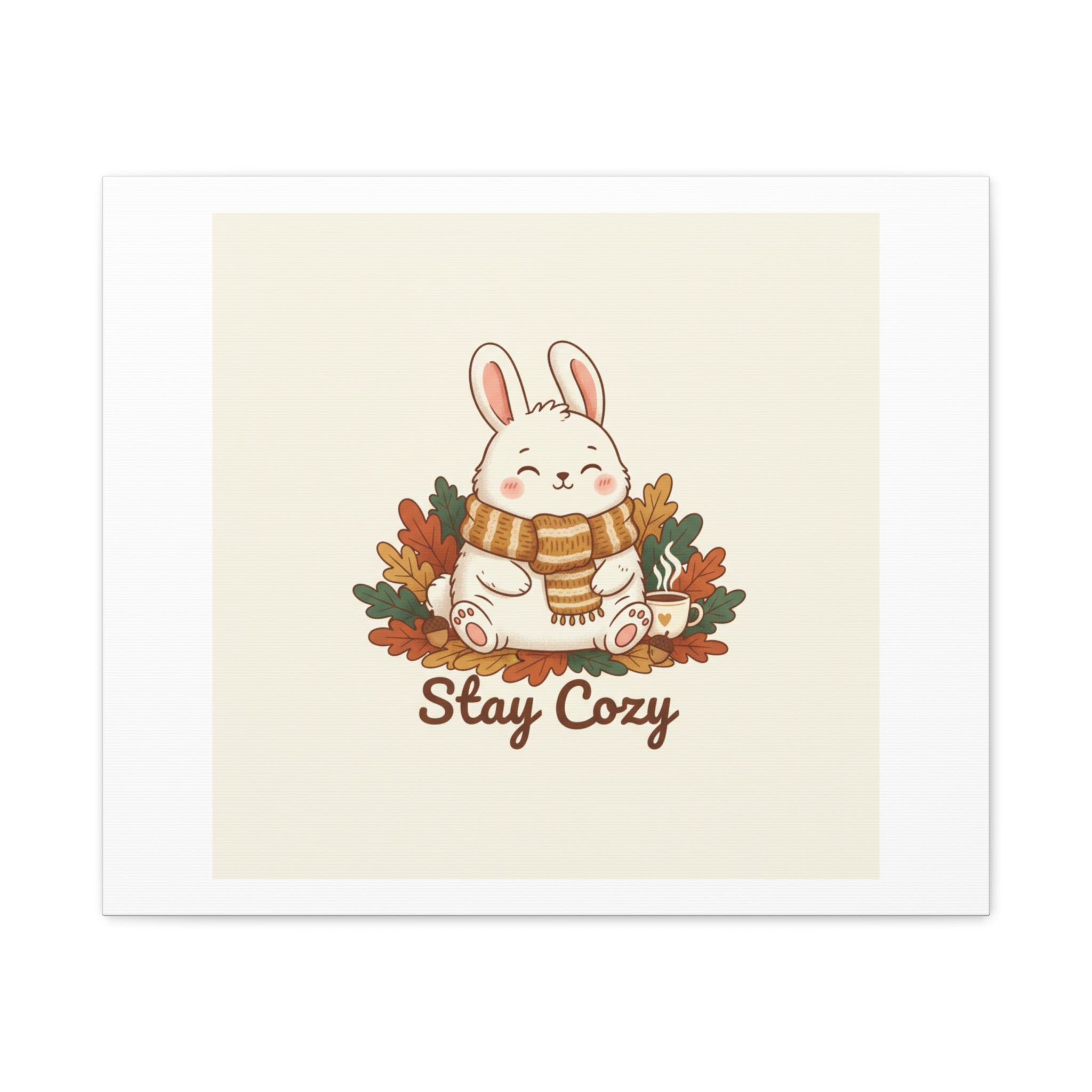 Cozy Bunny Illustration Canvas | Cute Critter Winter Forest Art