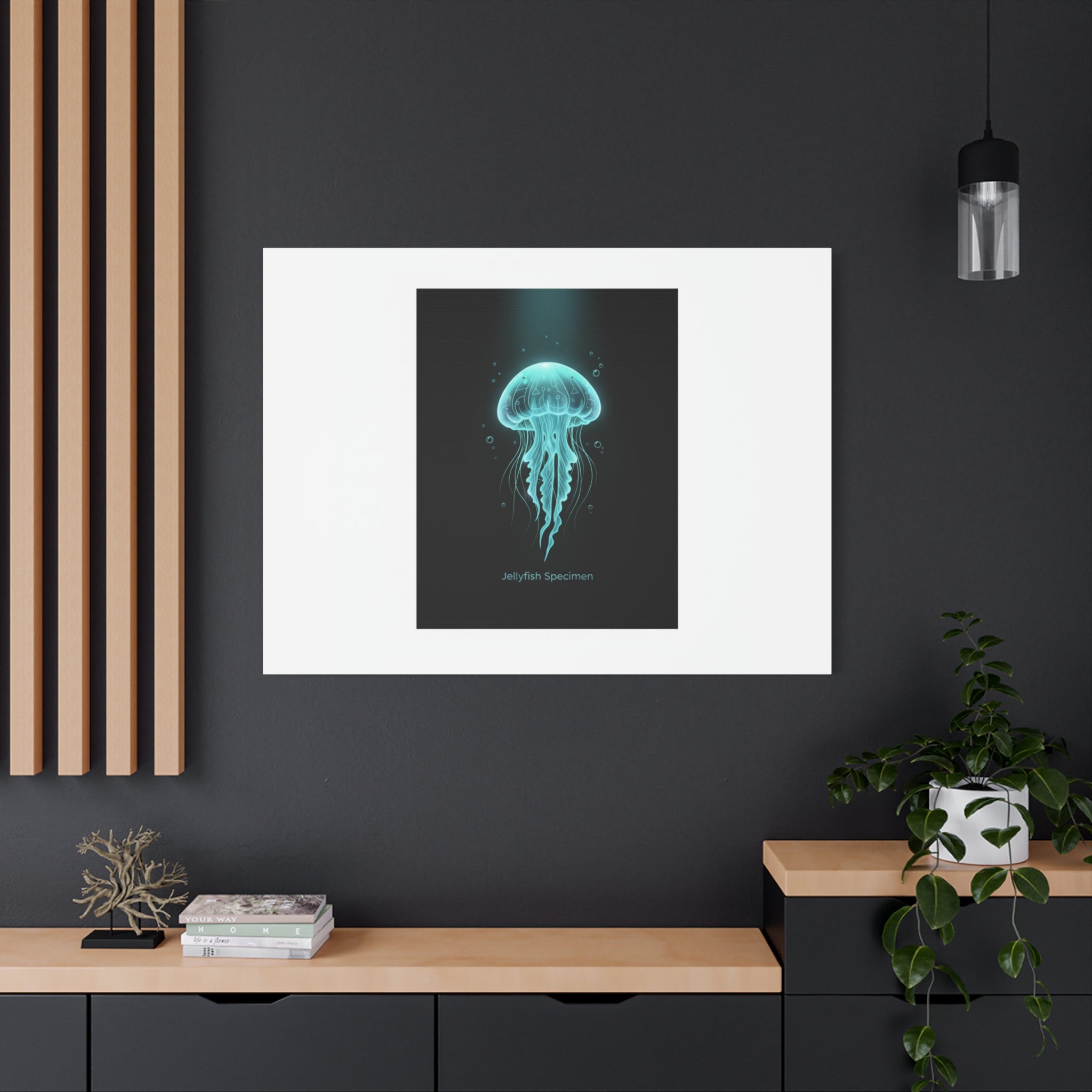 Bioluminescent Jellyfish Art Canvas | Deep Sea Aesthetic, Neon Glow