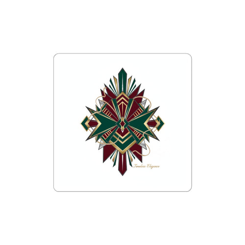 Art Deco Geometric Fan Kiss-Cut Stickers | Metallic Brass Chrome Motif