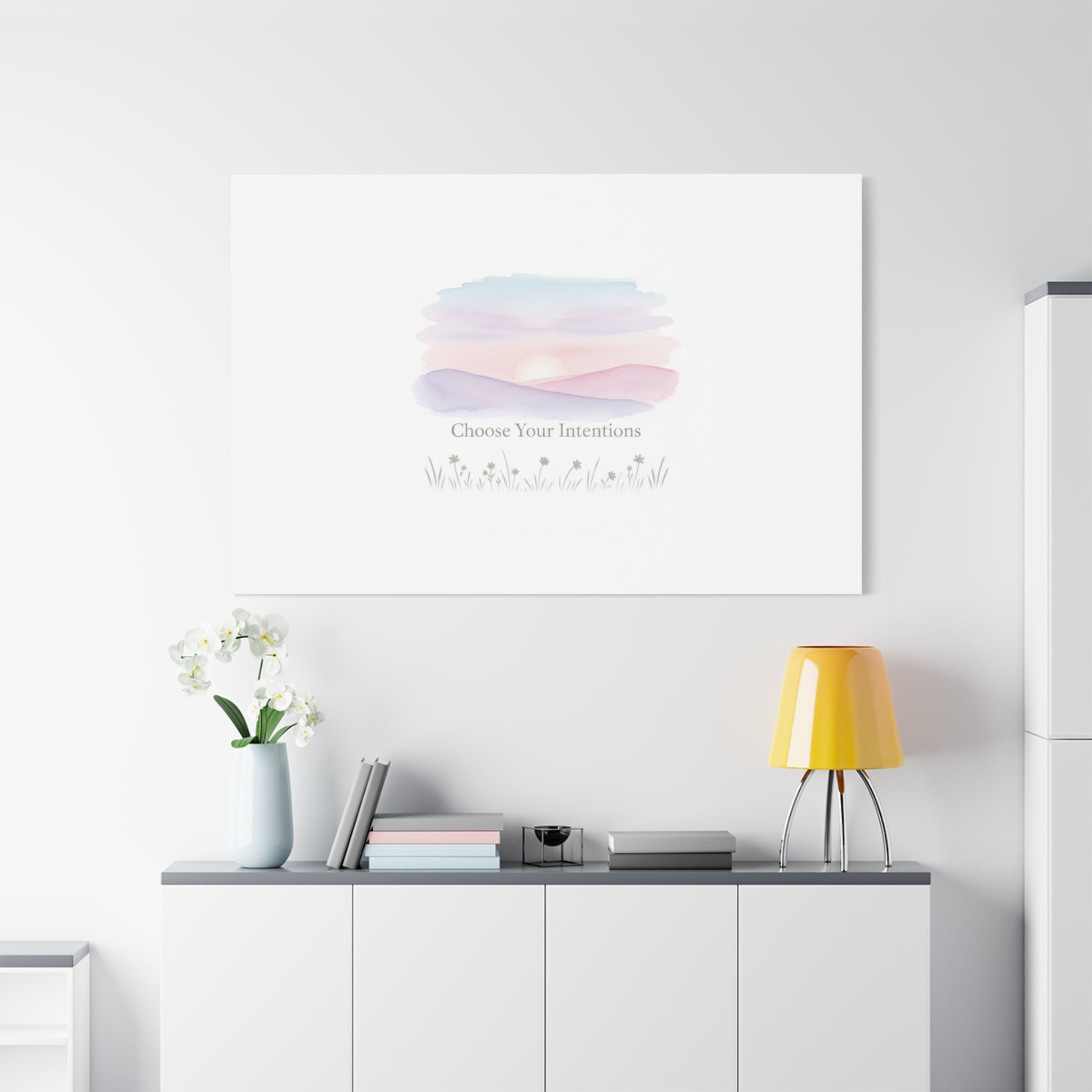Choose Your Intentions Canvas, soft wellness poster, pastel gradient mindfulness art