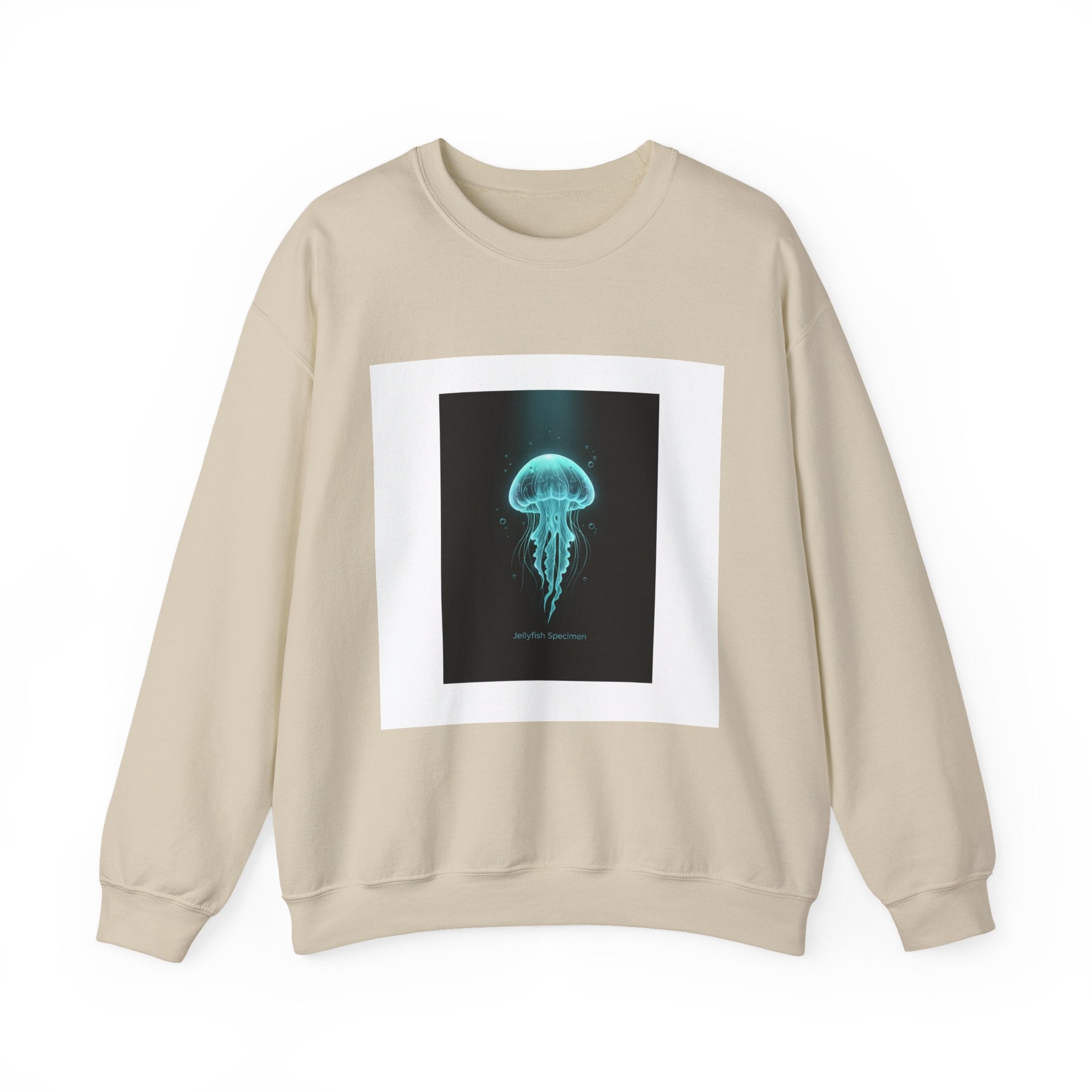 Bioluminescent Jellyfish Crewneck Sweatshirt | neon jelly print, deep-sea aesthetic