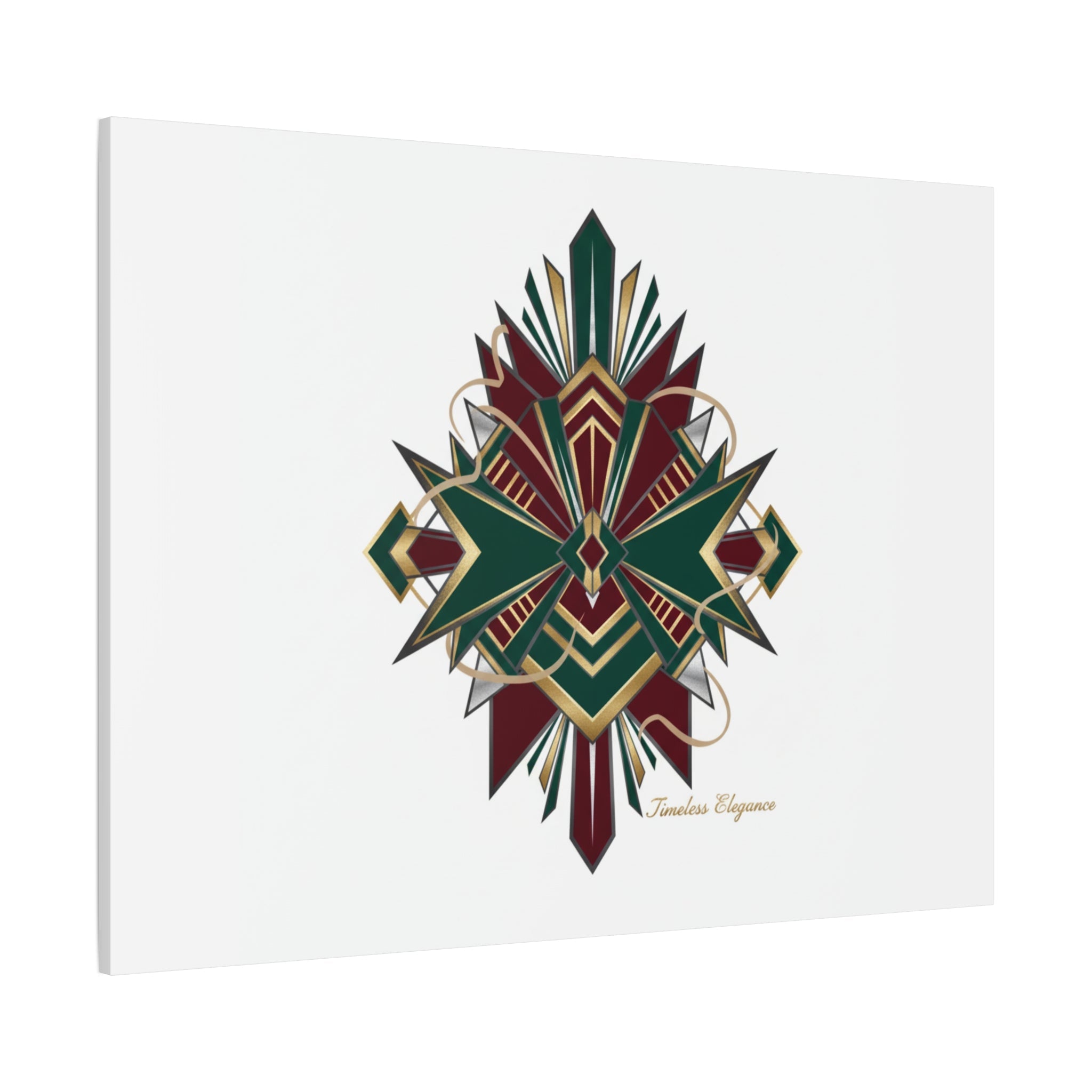 Art Deco geometric brass print Canvas | Neo-Deco chrome & gold fan motif