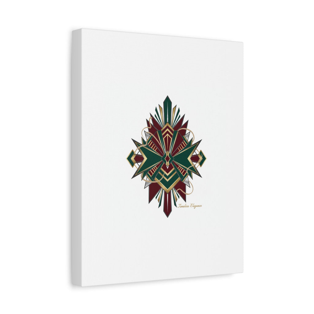 Art Deco geometric brass print Canvas | Neo-Deco chrome & gold fan motif