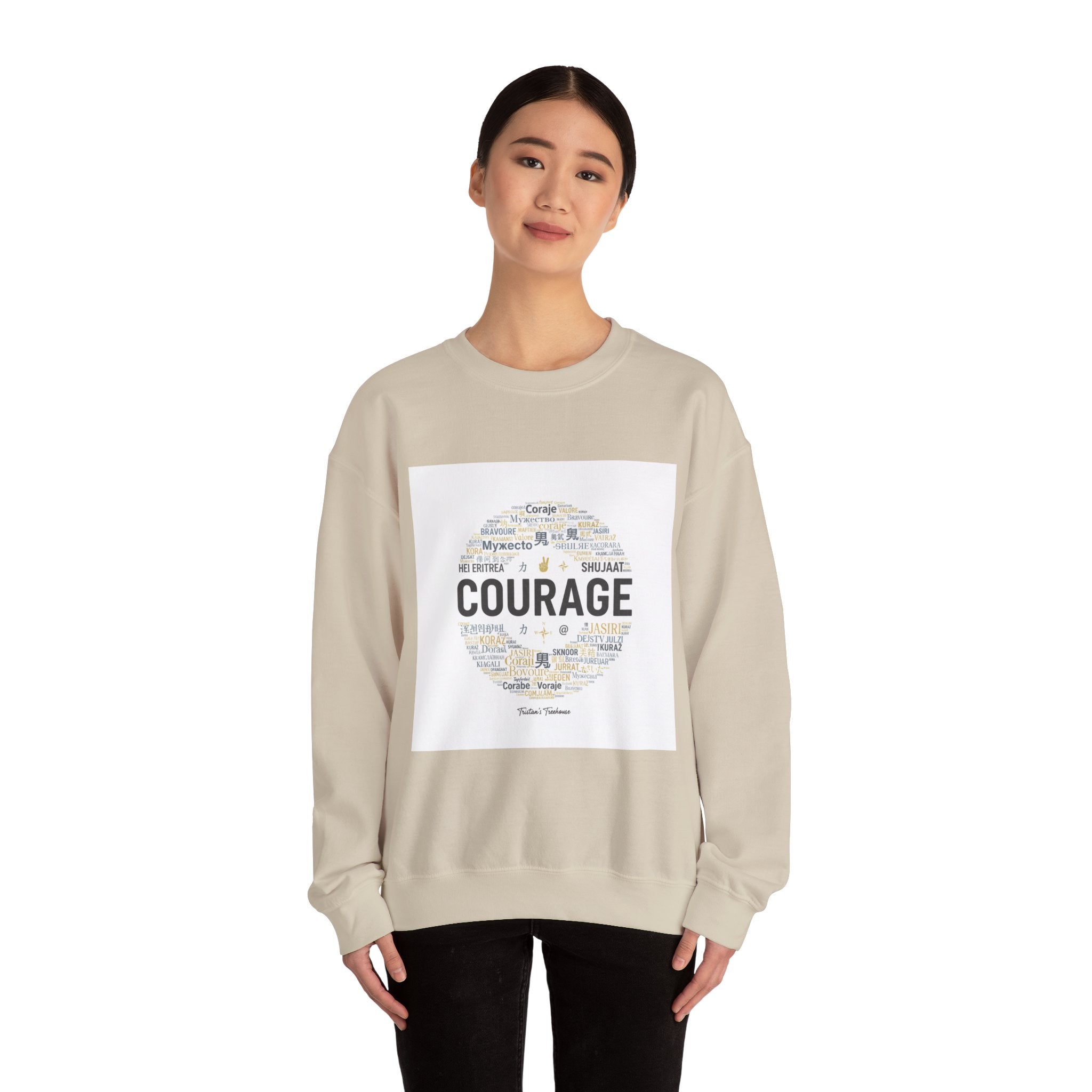Courage wordcloud Sweatshirt | Fresh Start minimal renewal apparel