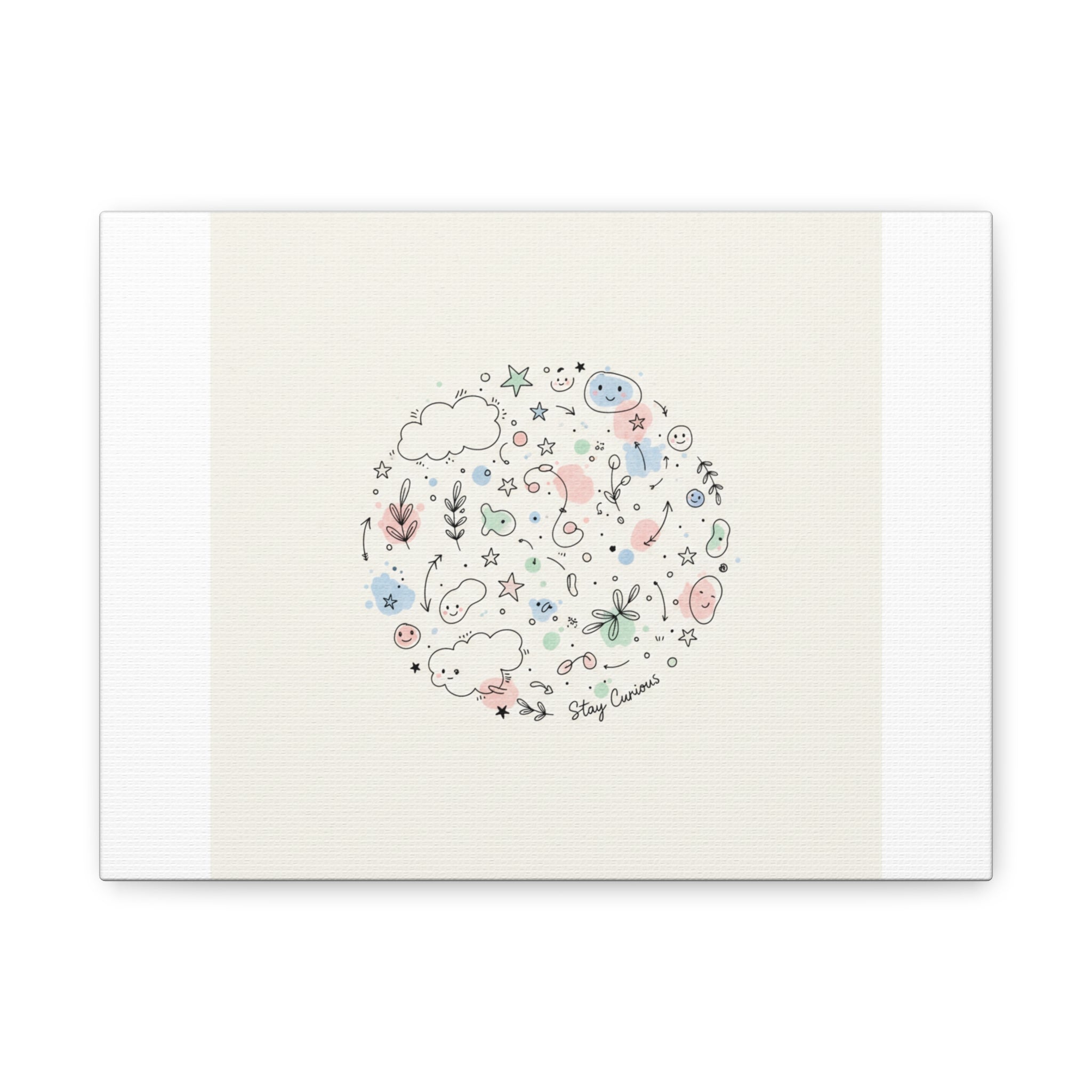 Doodle Circle Line Drawing Matte Canvas, Hand-Drawn Sketch Art