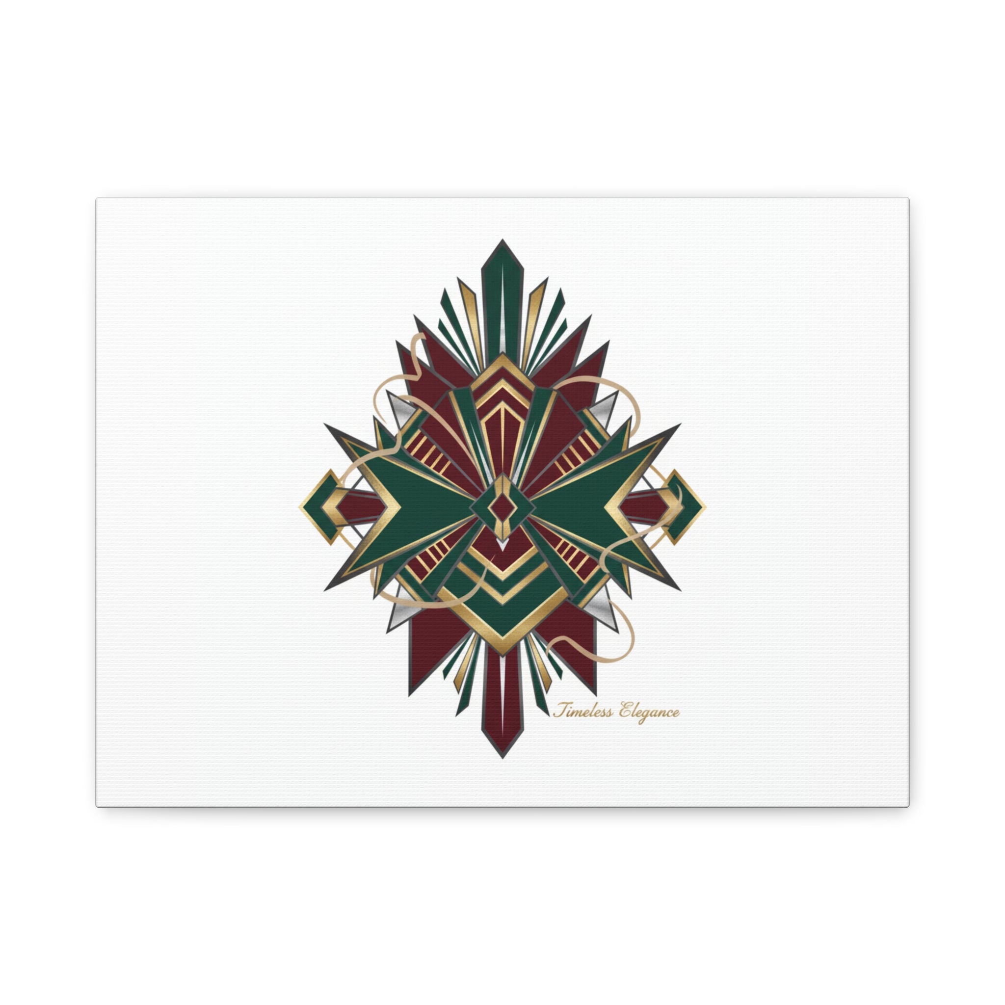 Art Deco geometric brass print Canvas | Neo-Deco chrome & gold fan motif