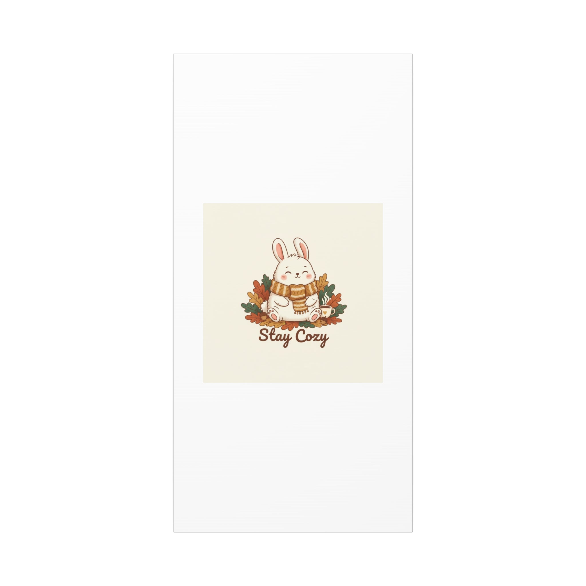 Cozy Bunny Illustration Canvas | Cute Critter Winter Forest Art