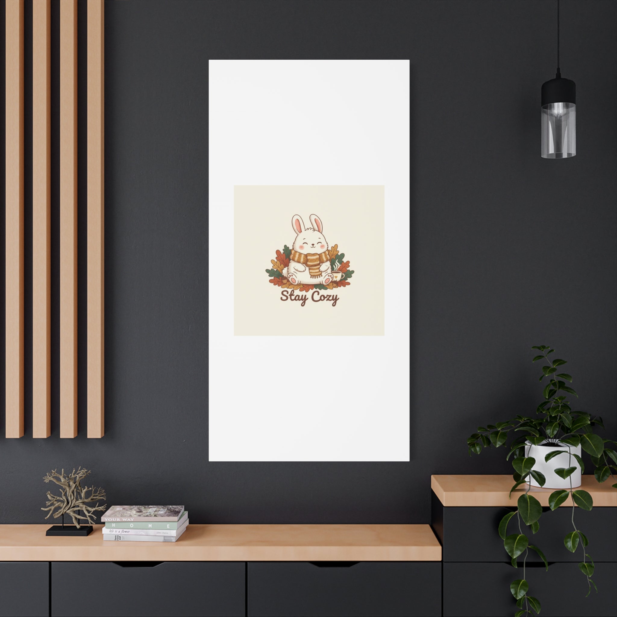 Cozy Bunny Illustration Canvas | Cute Critter Winter Forest Art
