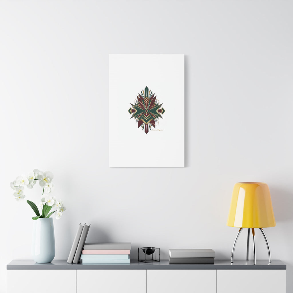 Art Deco geometric brass print Canvas | Neo-Deco chrome & gold fan motif