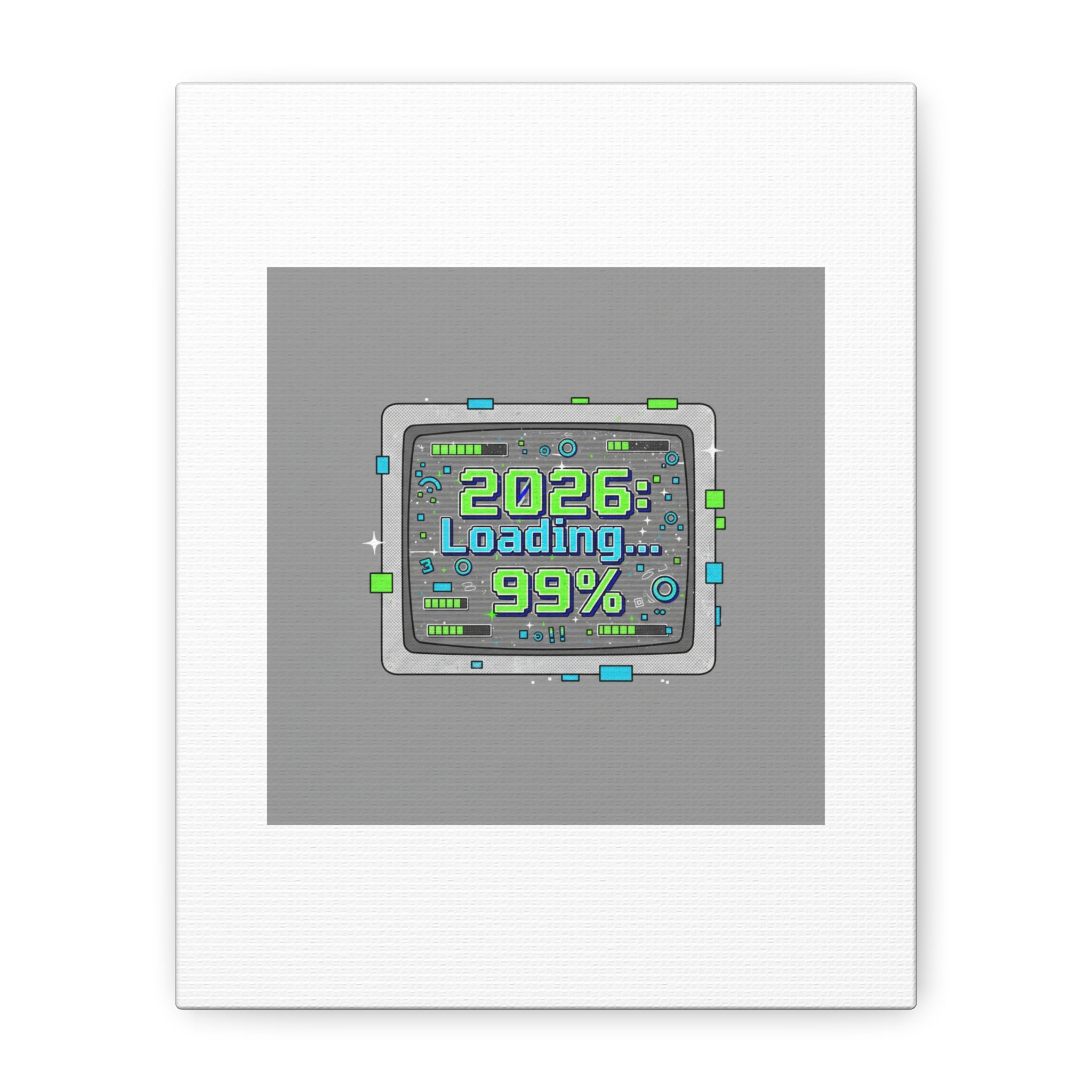 2026 Loading 99% Canvas | NYE countdown, retro system interface