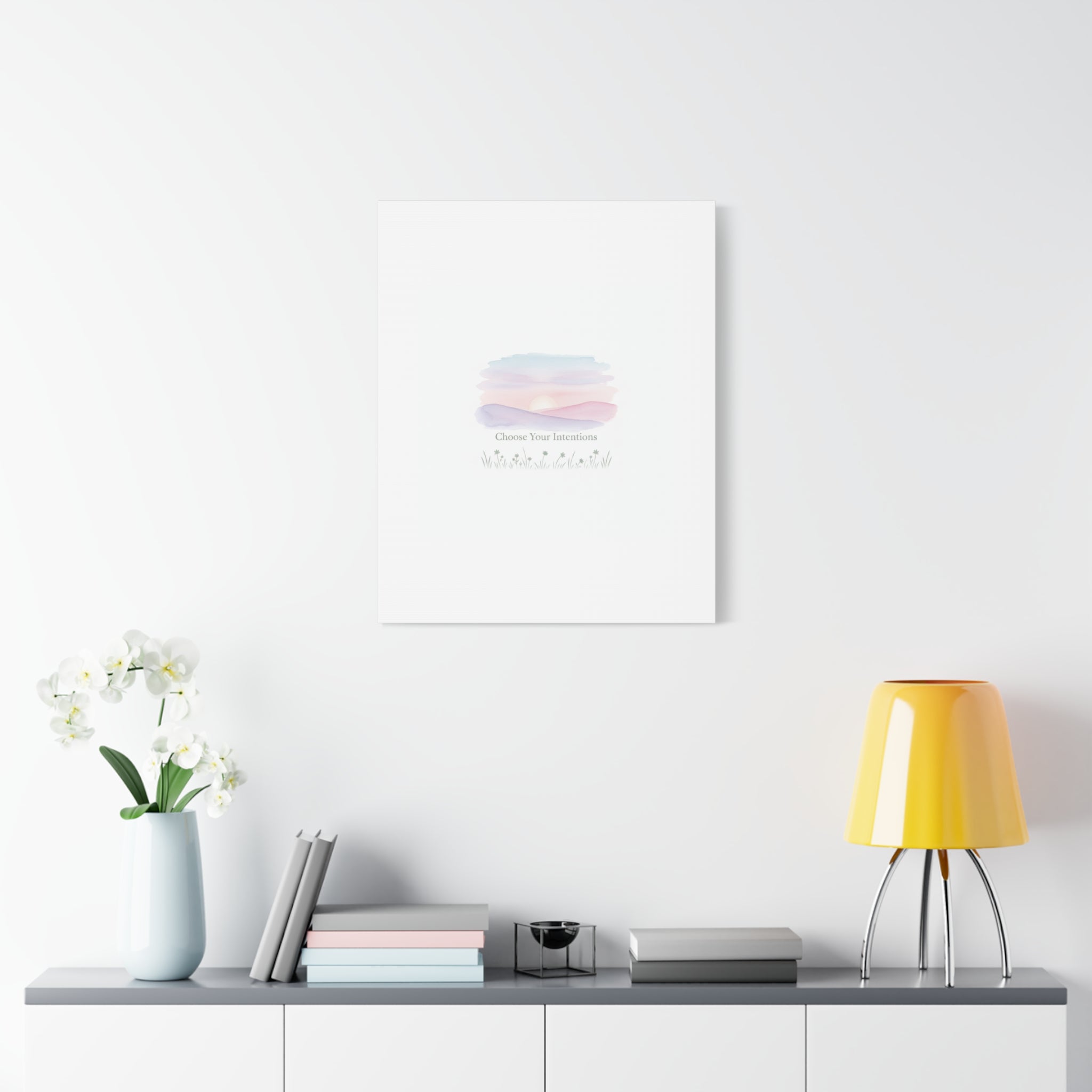Choose Your Intentions Canvas, soft wellness poster, pastel gradient mindfulness art