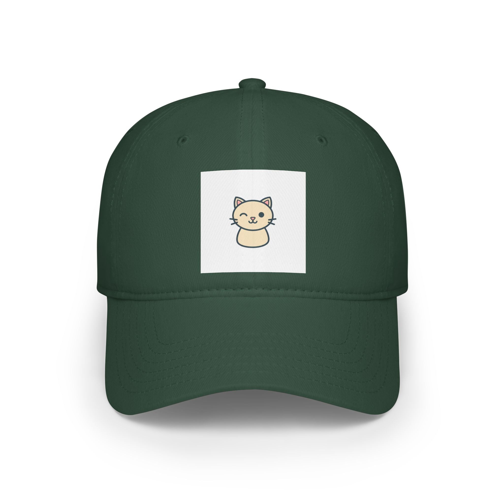 Cute Cat Patch Baseball Cap — Minimalist Kitten Embroidered Hat