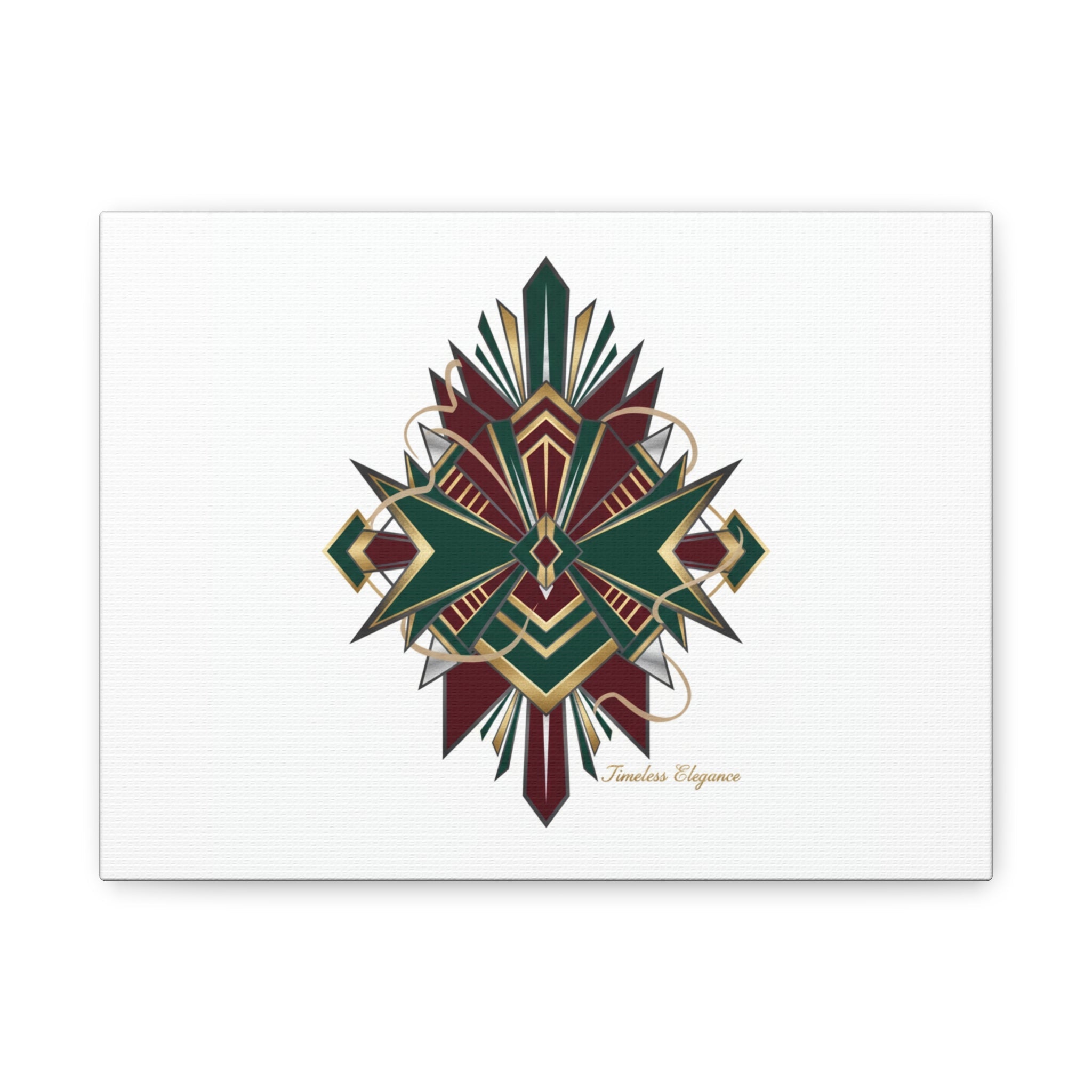 Art Deco geometric brass print Canvas | Neo-Deco chrome & gold fan motif