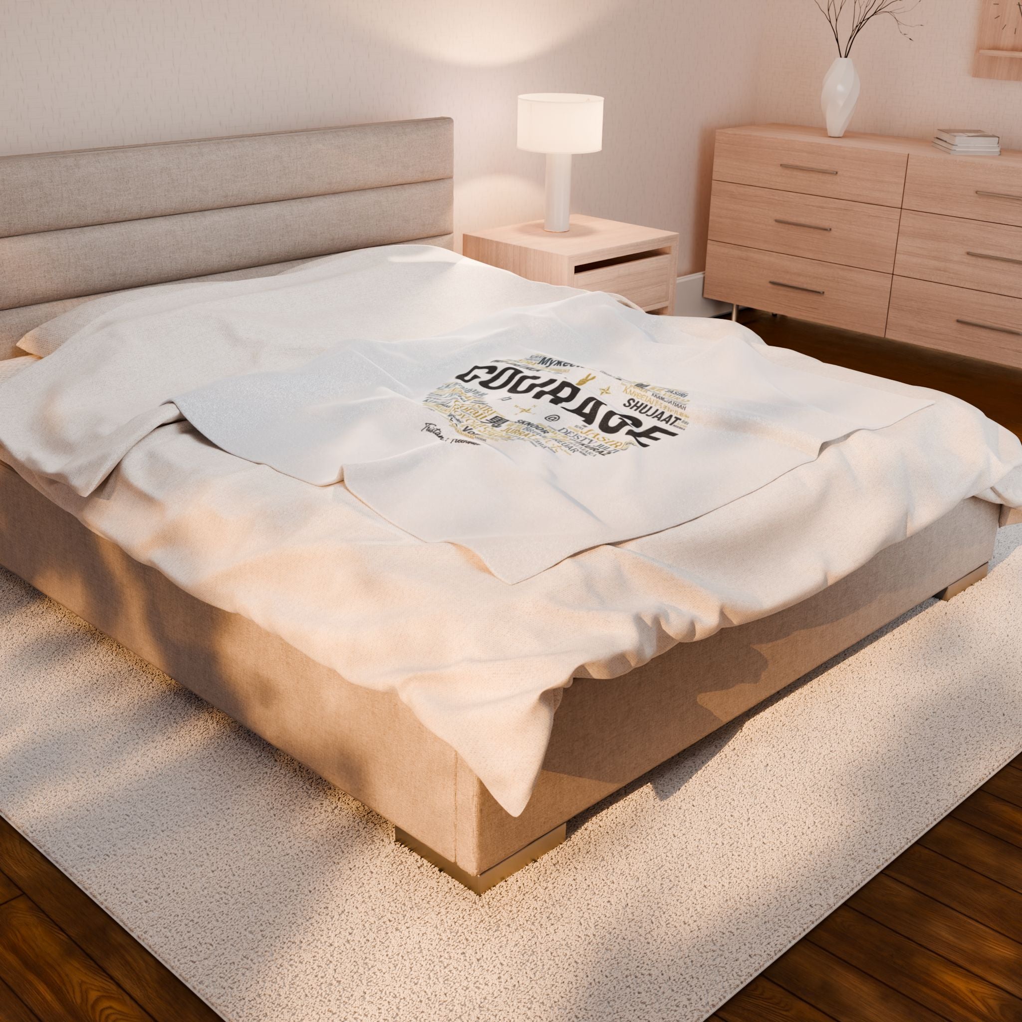 Courage word circle Velveteen Blanket | Fresh-Start minimal blank slate design