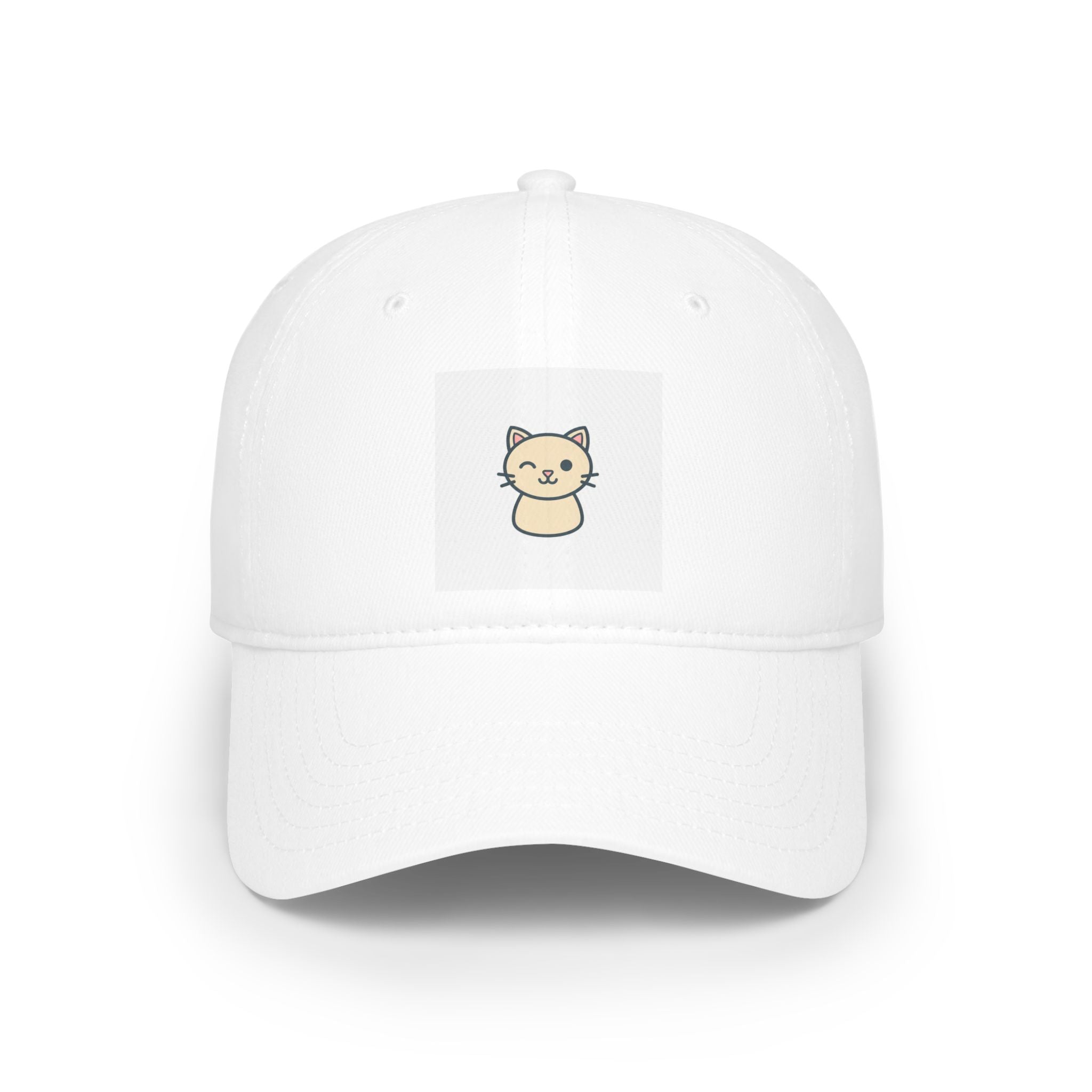 Cute Cat Patch Baseball Cap — Minimalist Kitten Embroidered Hat