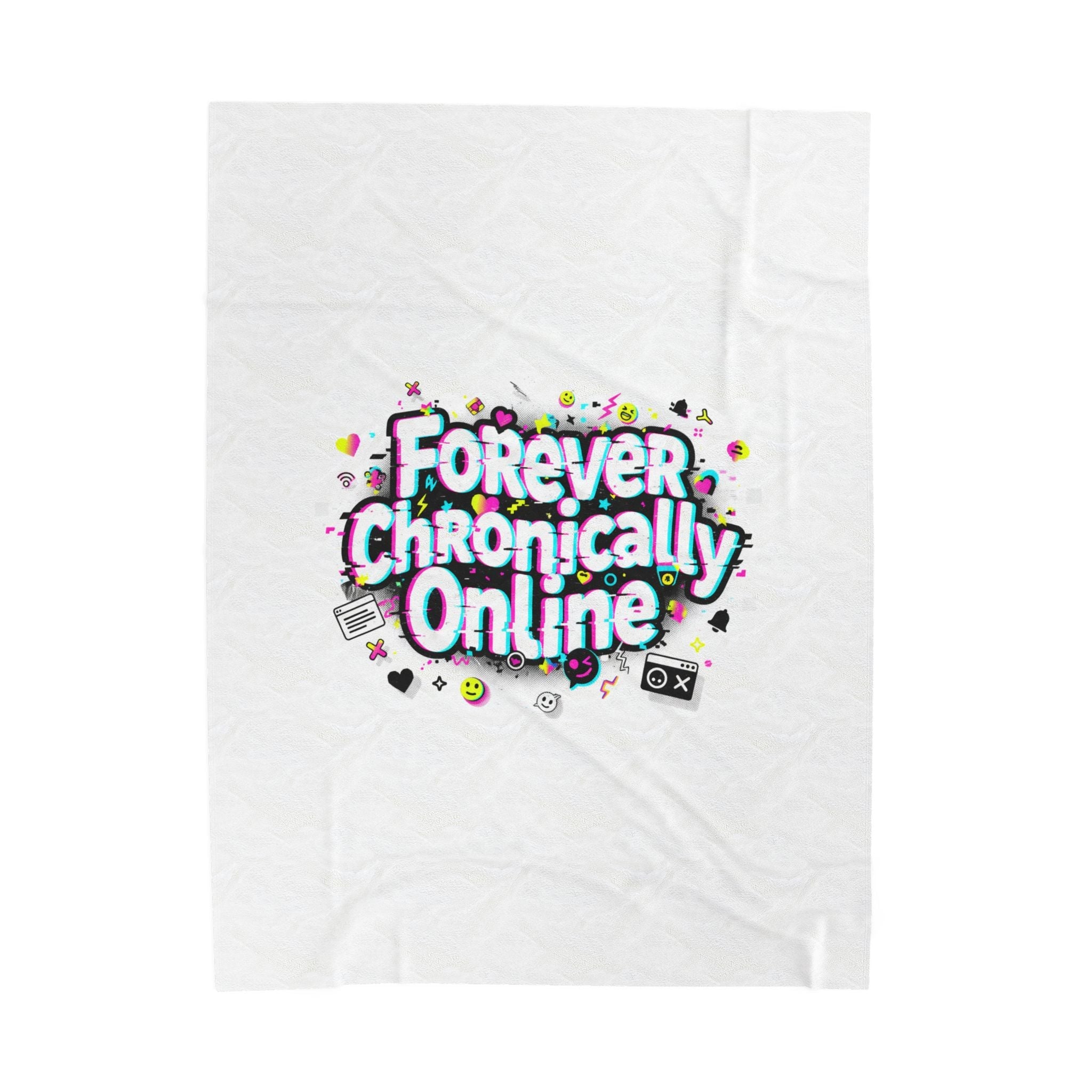 Forever Chronically Online Velveteen Blanket | brainrot, internet meme culture