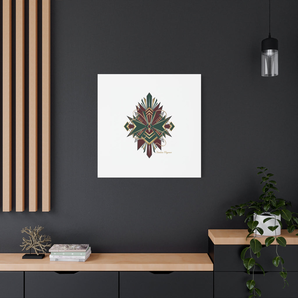 Art Deco geometric brass print Canvas | Neo-Deco chrome & gold fan motif
