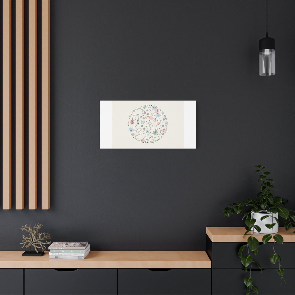 Doodle Circle Line Drawing Matte Canvas, Hand-Drawn Sketch Art