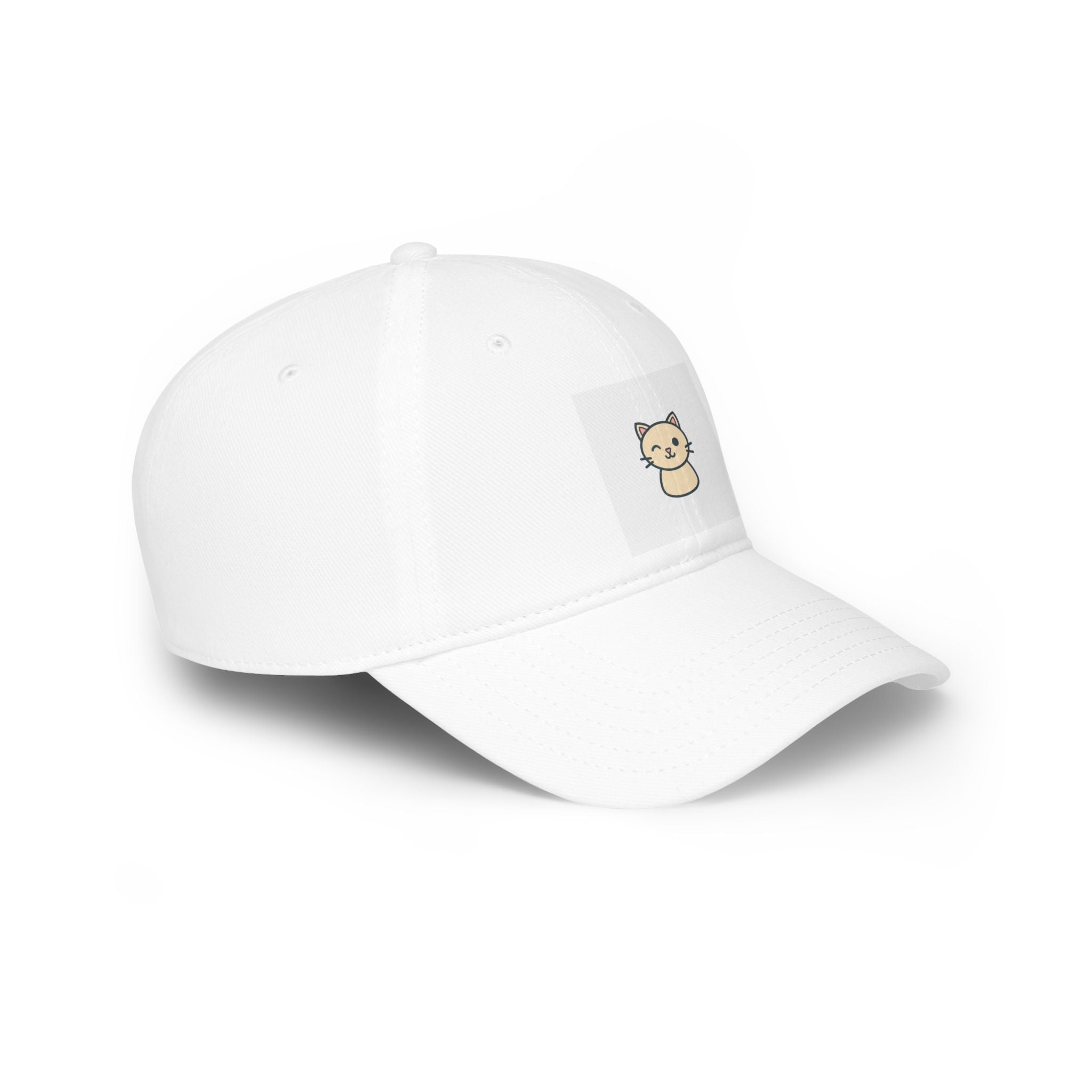 Cute Cat Patch Baseball Cap — Minimalist Kitten Embroidered Hat