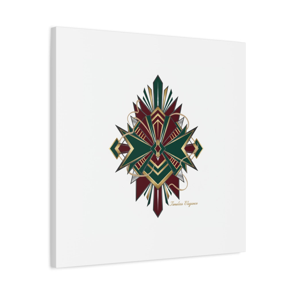 Art Deco geometric brass print Canvas | Neo-Deco chrome & gold fan motif