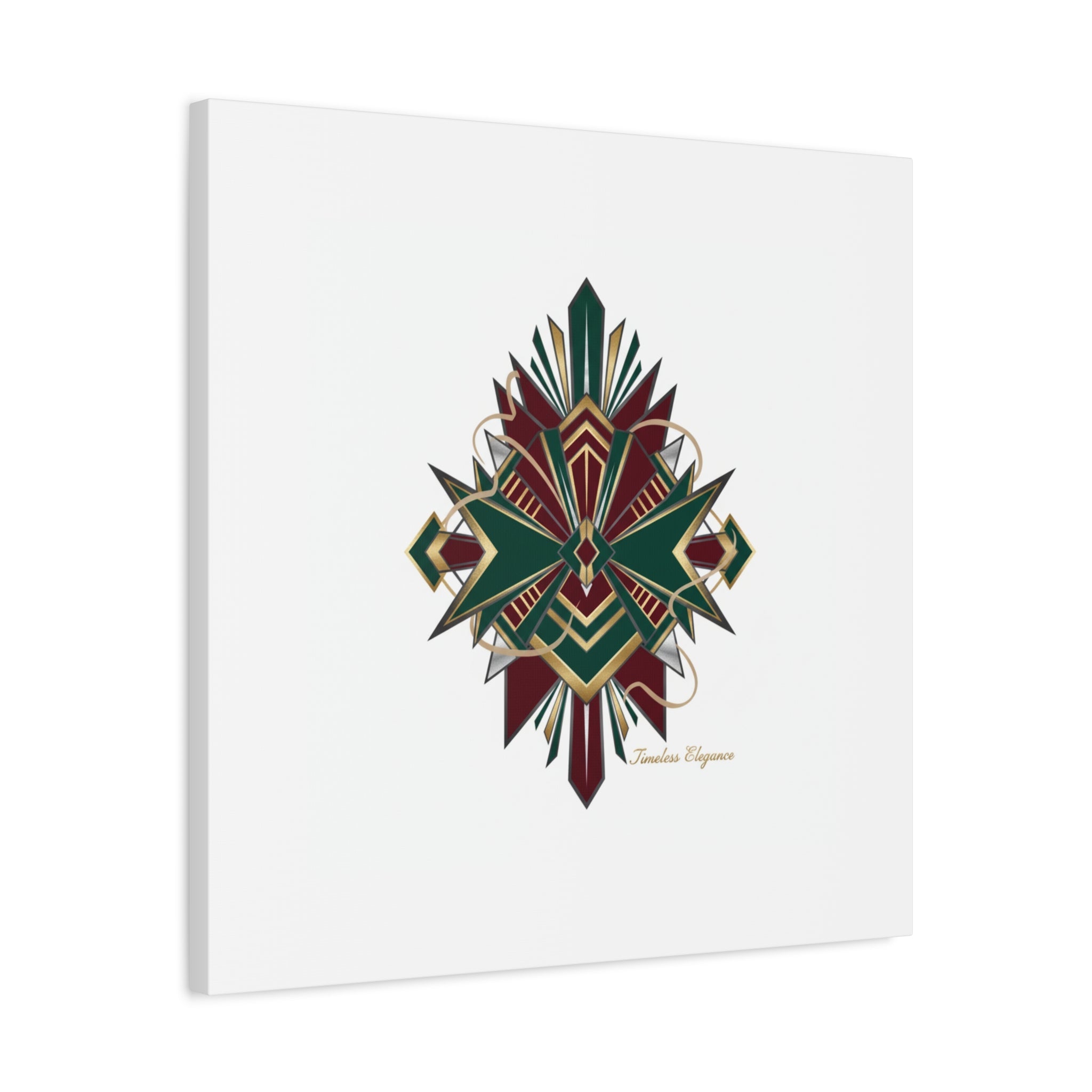 Art Deco geometric brass print Canvas | Neo-Deco chrome & gold fan motif