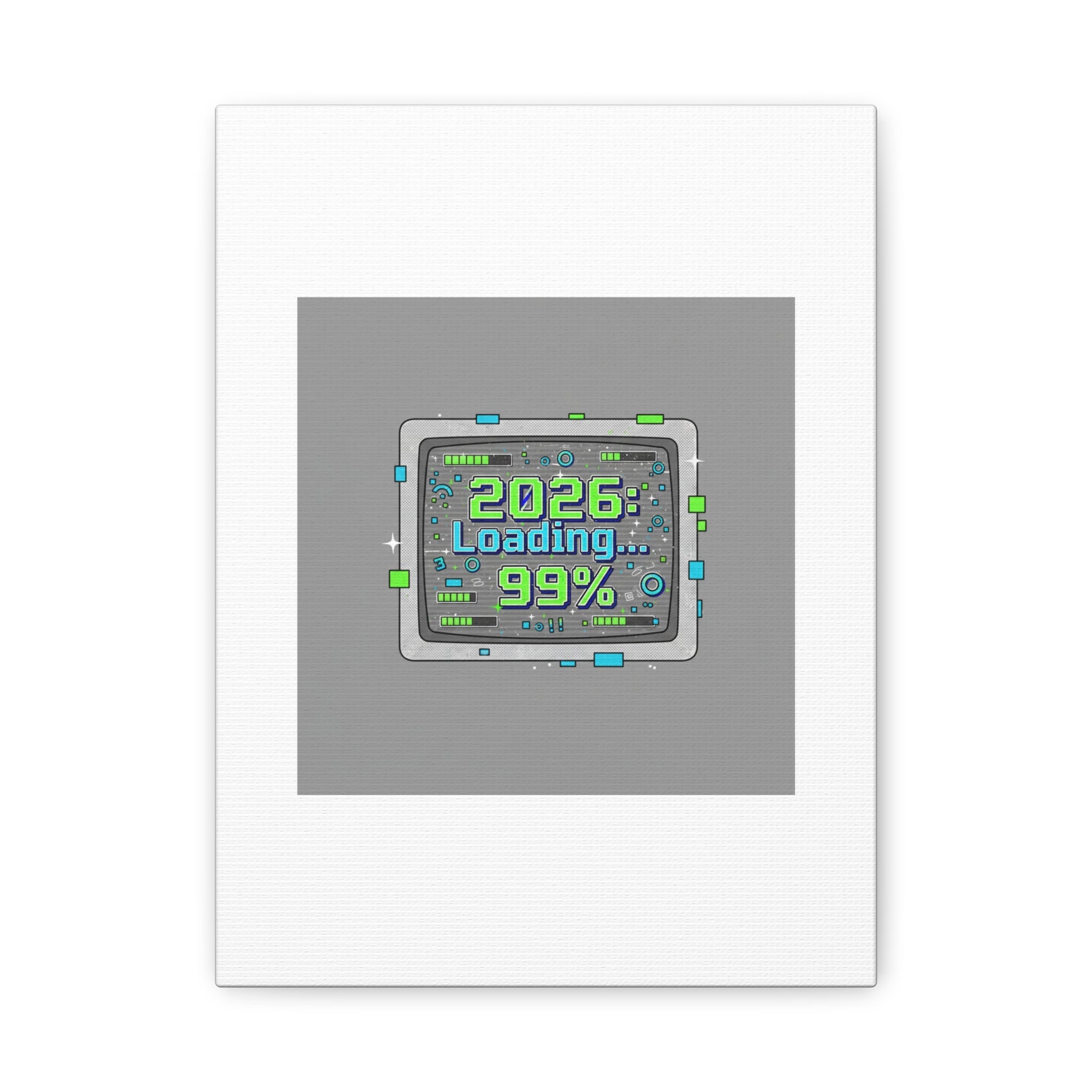 2026 Loading 99% Canvas | NYE countdown, retro system interface