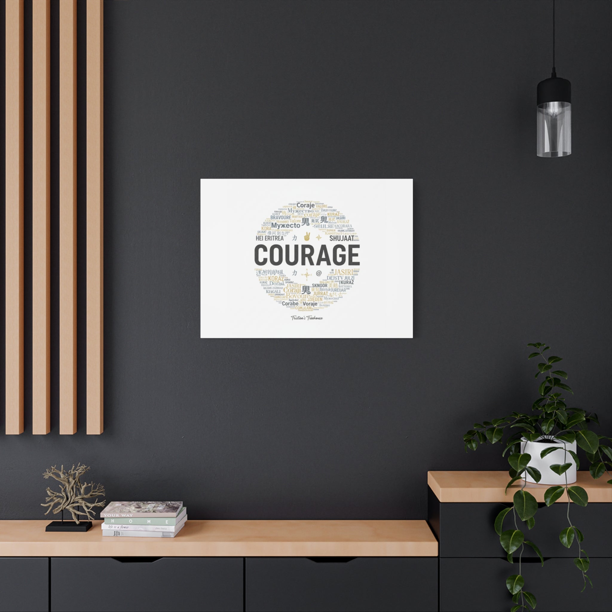 Courage Word Cloud Canvas | Fresh-Start Minimalism art print