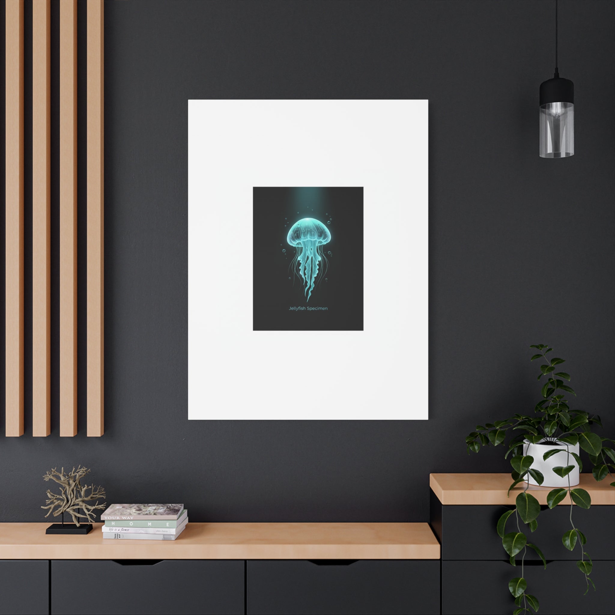 Bioluminescent Jellyfish Art Canvas | Deep Sea Aesthetic, Neon Glow