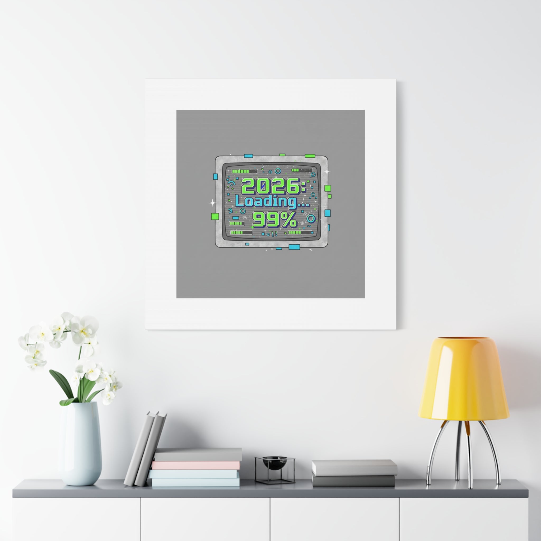 2026 Loading 99% Canvas | NYE countdown, retro system interface