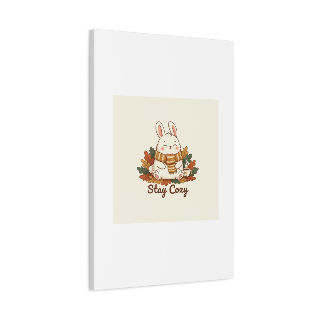 Cozy Bunny Illustration Canvas | Cute Critter Winter Forest Art
