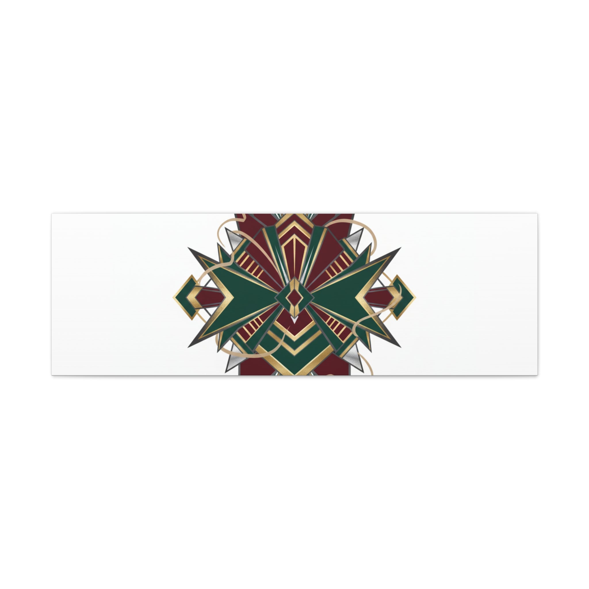 Art Deco geometric brass print Canvas | Neo-Deco chrome & gold fan motif