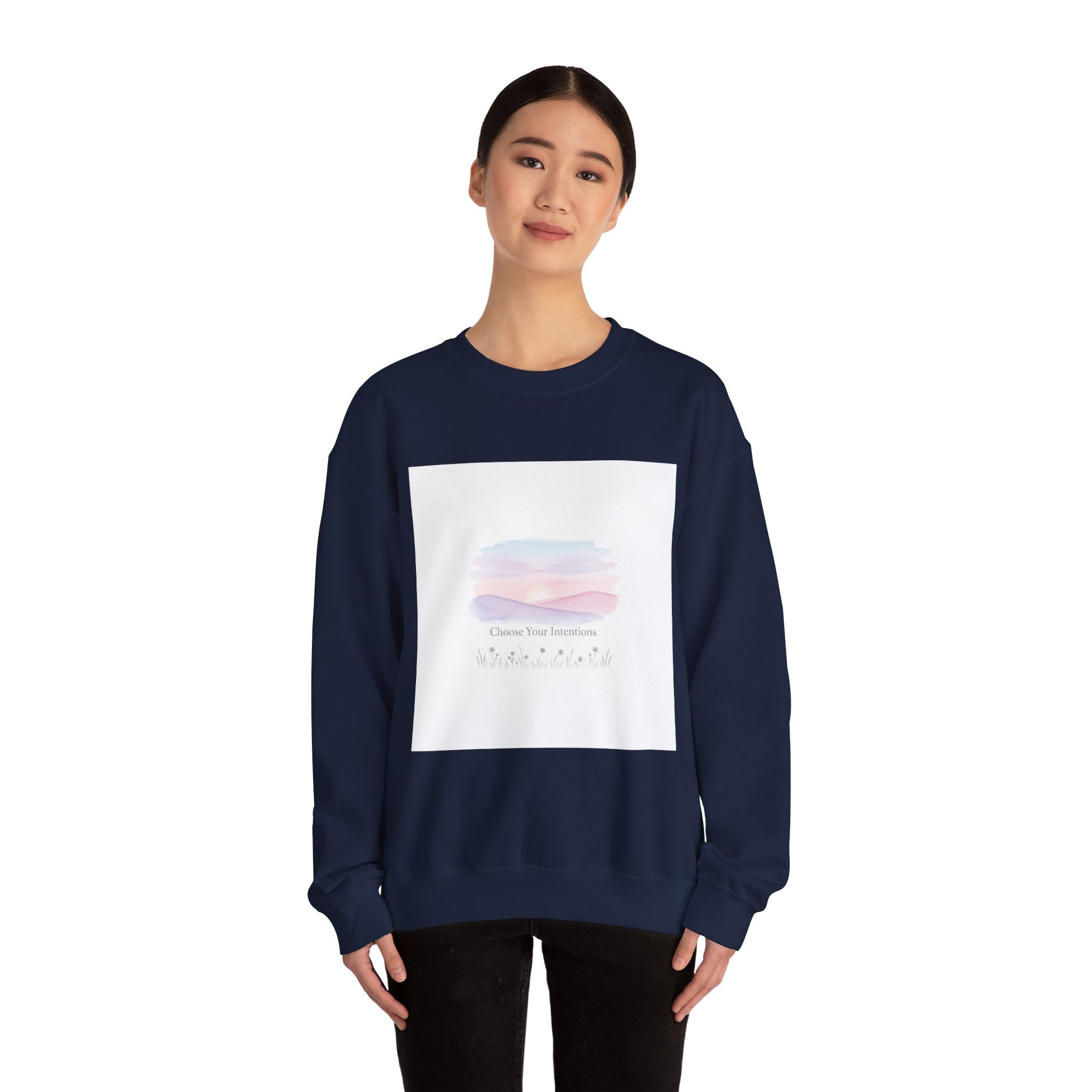 Choose Your Intentions Sweatshirt | mindful goal shirt, gentle resolution art