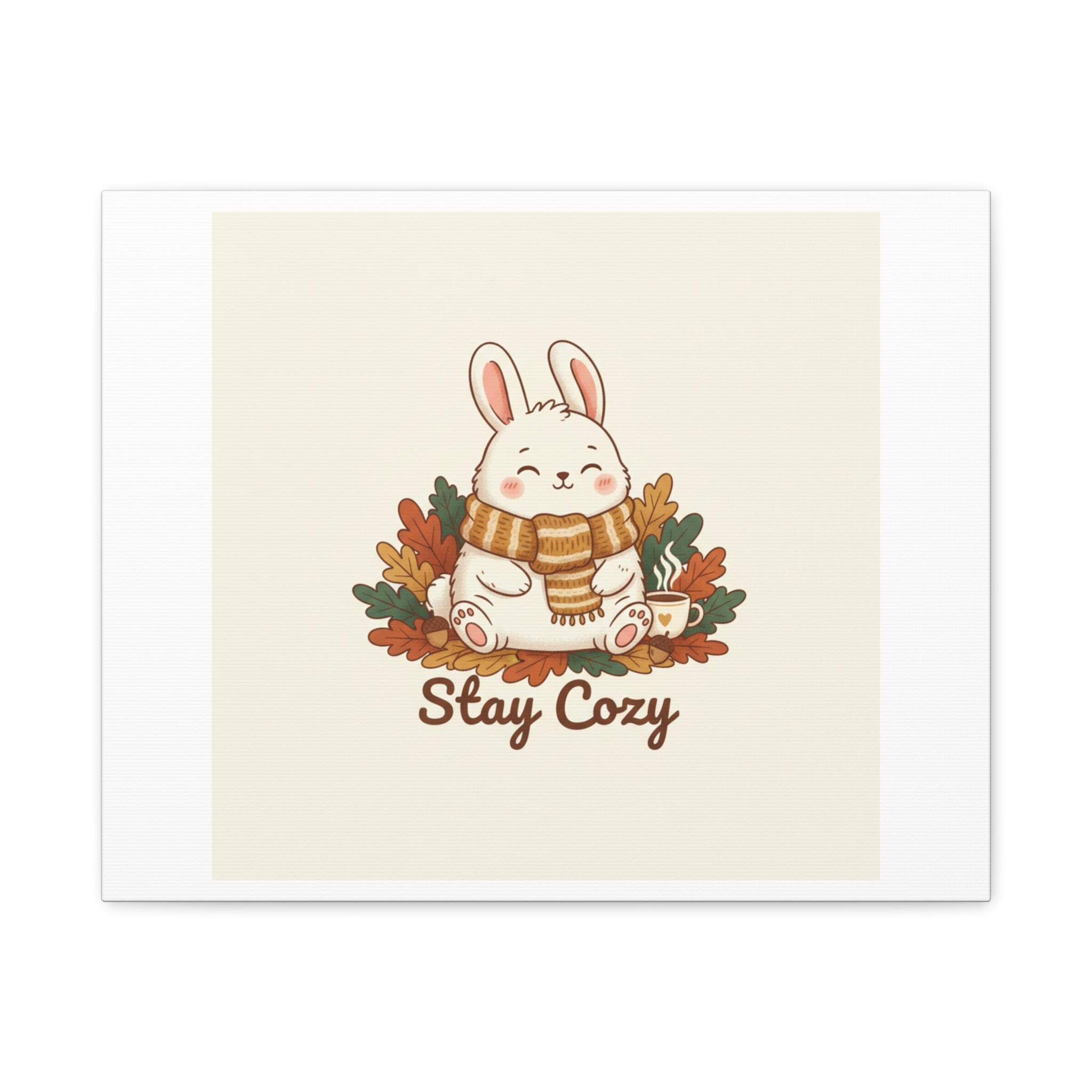 Cozy Bunny Illustration Canvas | Cute Critter Winter Forest Art