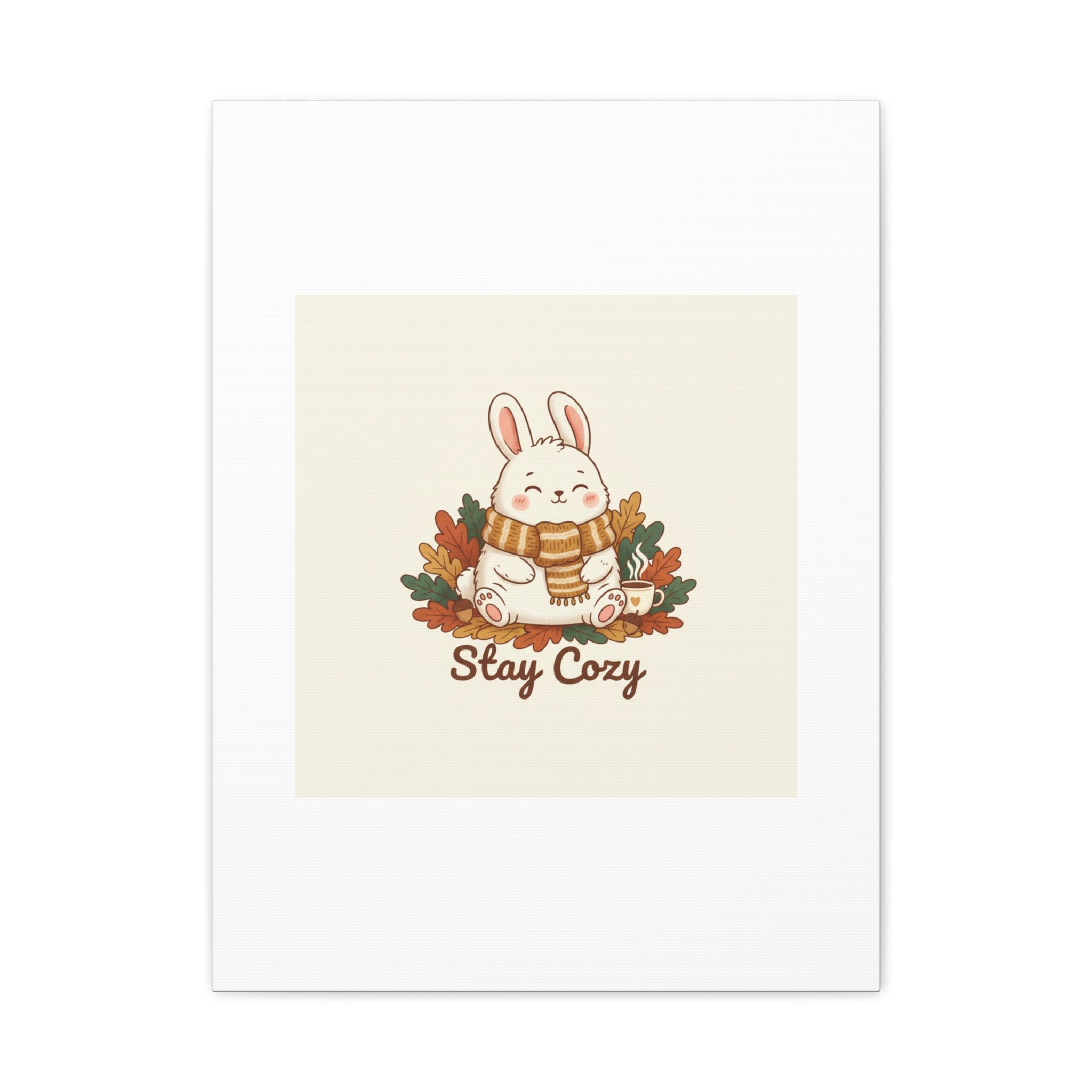 Cozy Bunny Illustration Canvas | Cute Critter Winter Forest Art
