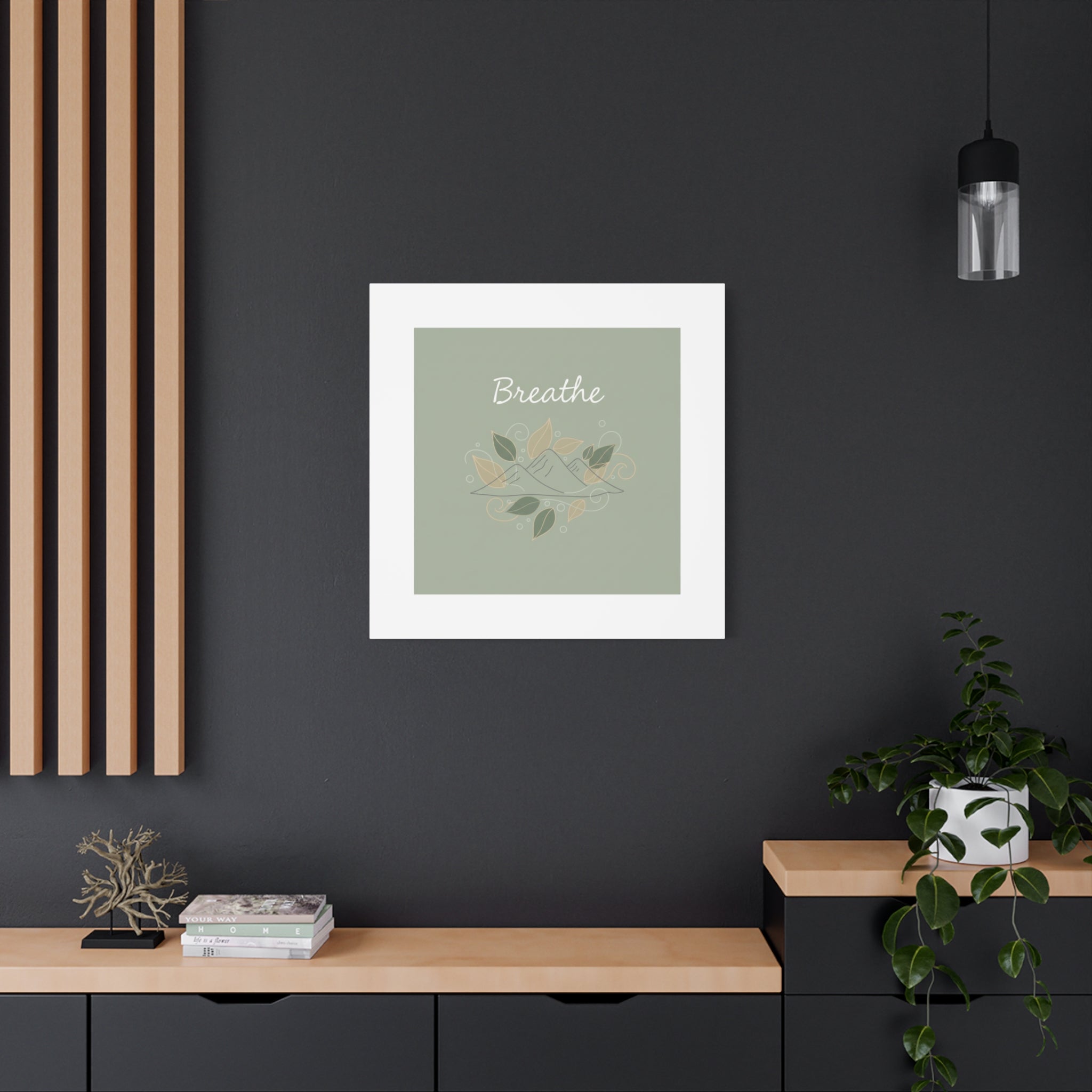 Breathe Mountain Line Canvas | Nature Symbols, Minimal Forest Wall Art