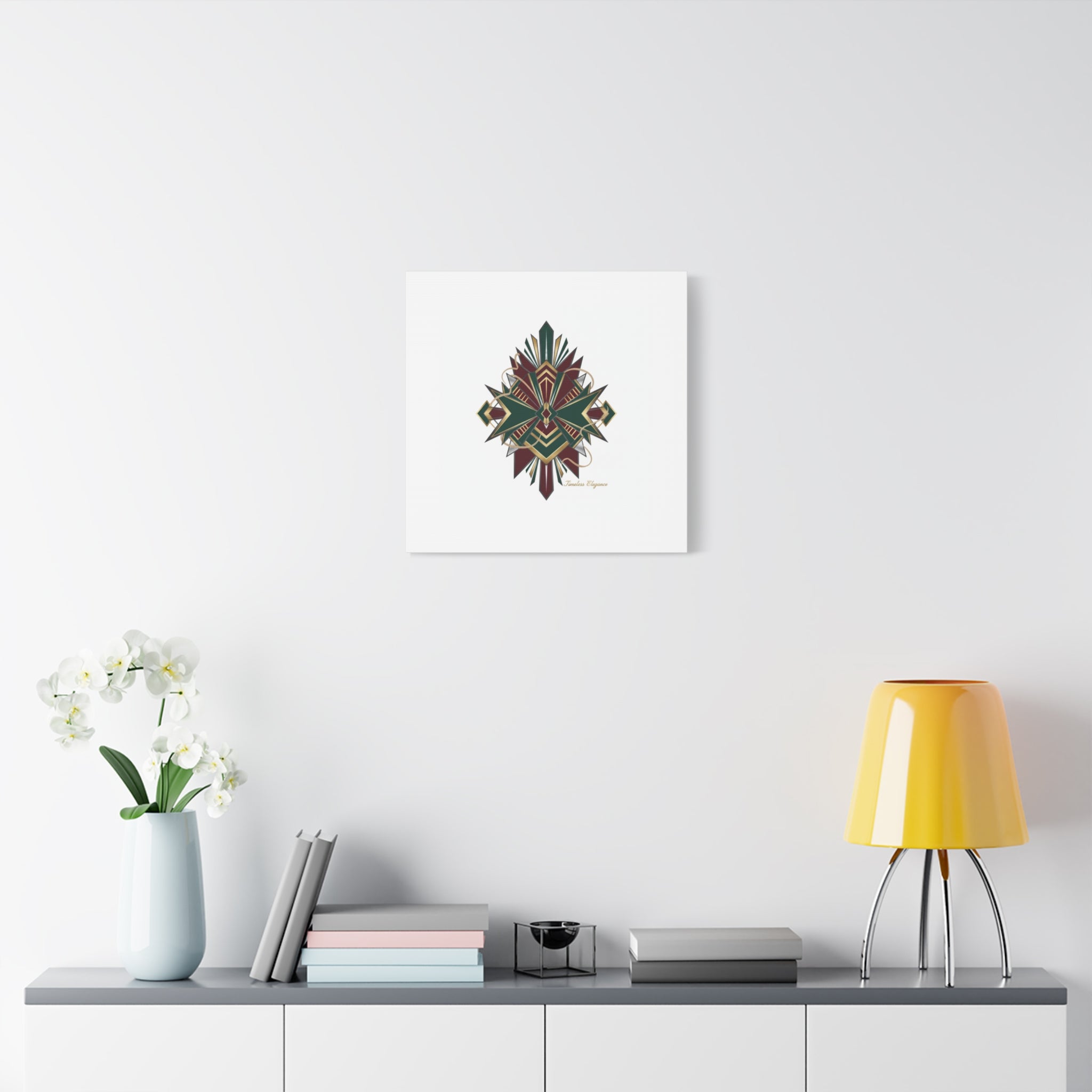Art Deco geometric brass print Canvas | Neo-Deco chrome & gold fan motif