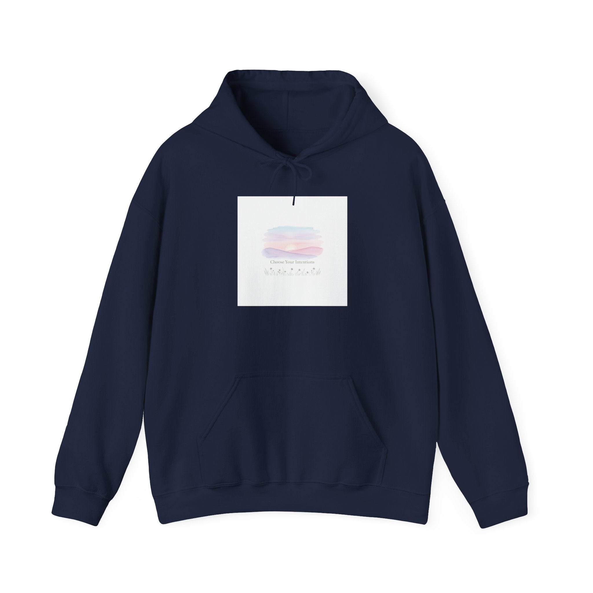 gentle intentions hoodie | soft wellness, mindful resolution art
