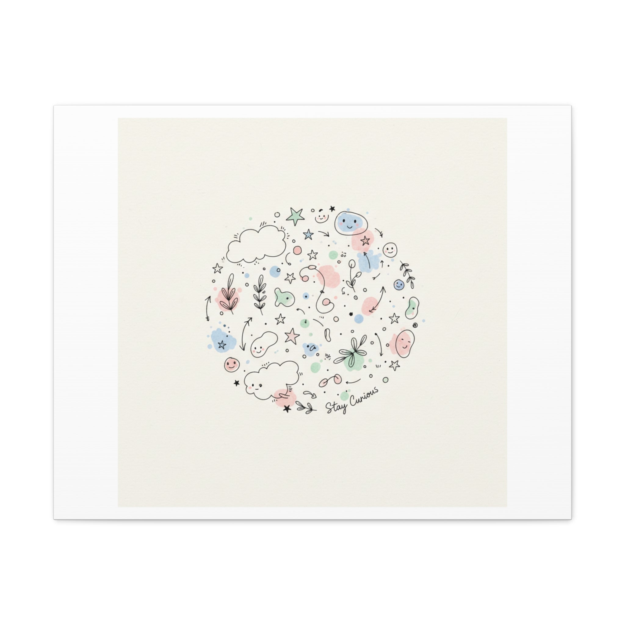 Doodle Circle Line Drawing Matte Canvas, Hand-Drawn Sketch Art
