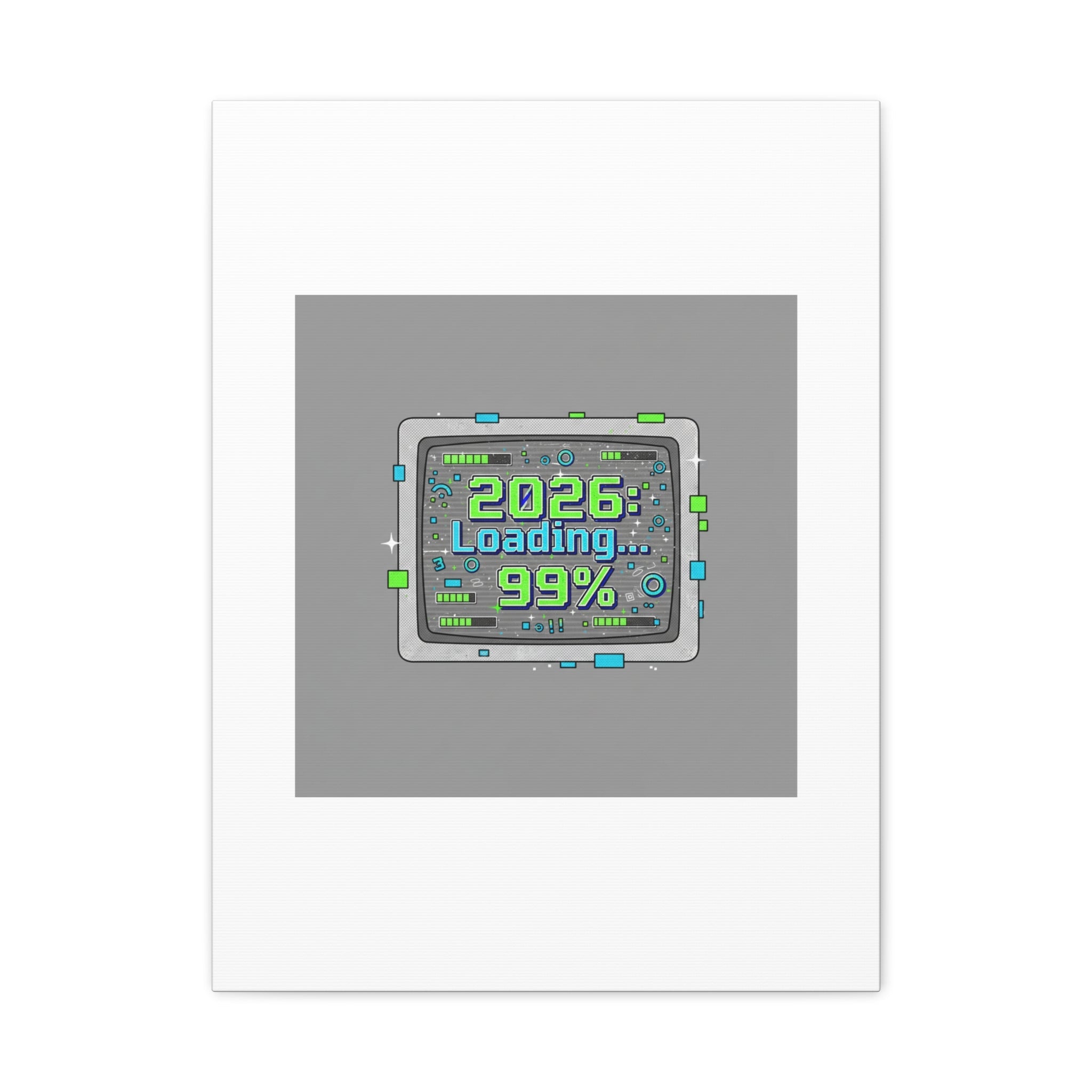 2026 Loading 99% Canvas | NYE countdown, retro system interface
